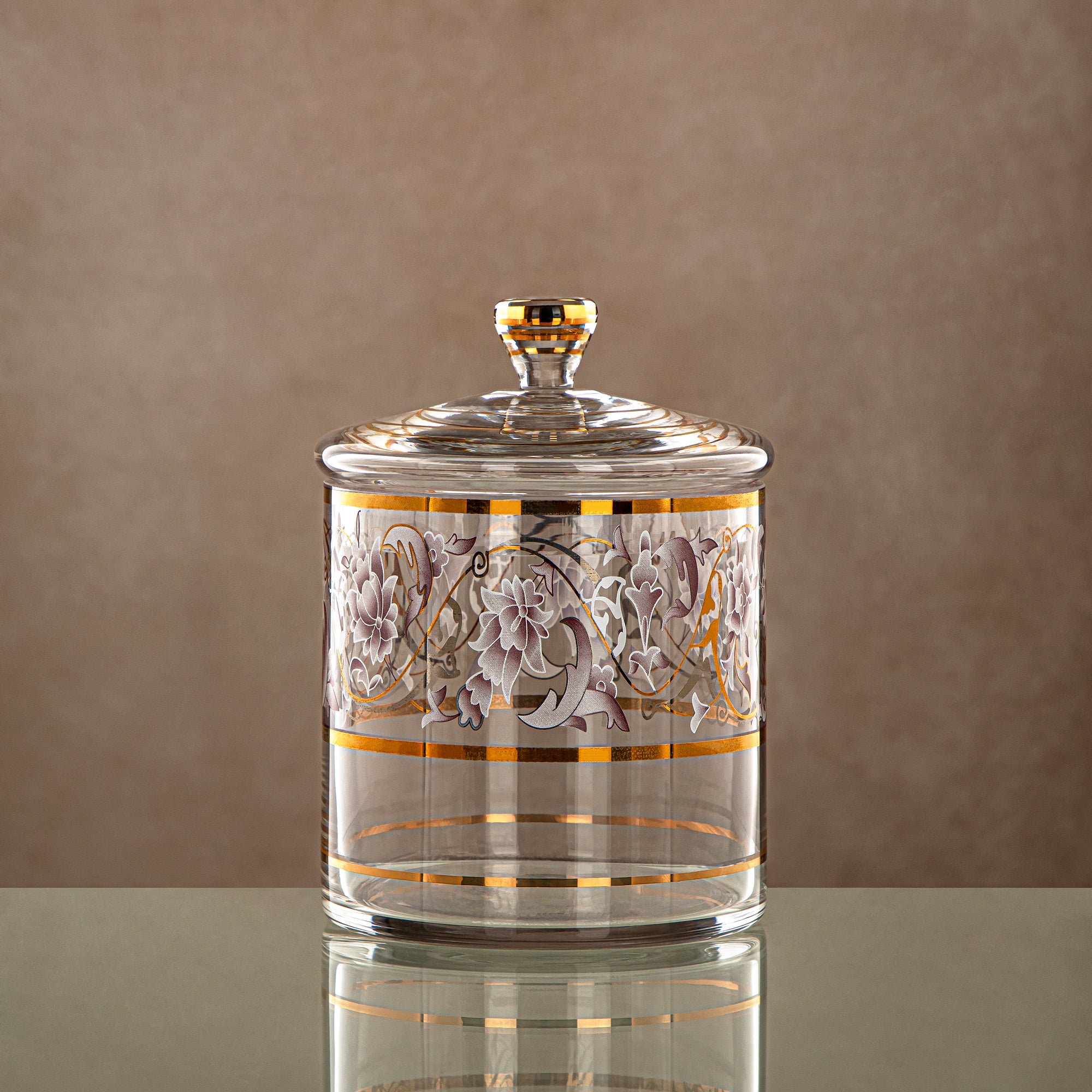 وعاء حلوى المرجان 900ML، زجاج، شفاف ونقش ذهبي (0194T-ZQDL) - تجمعات عائلية