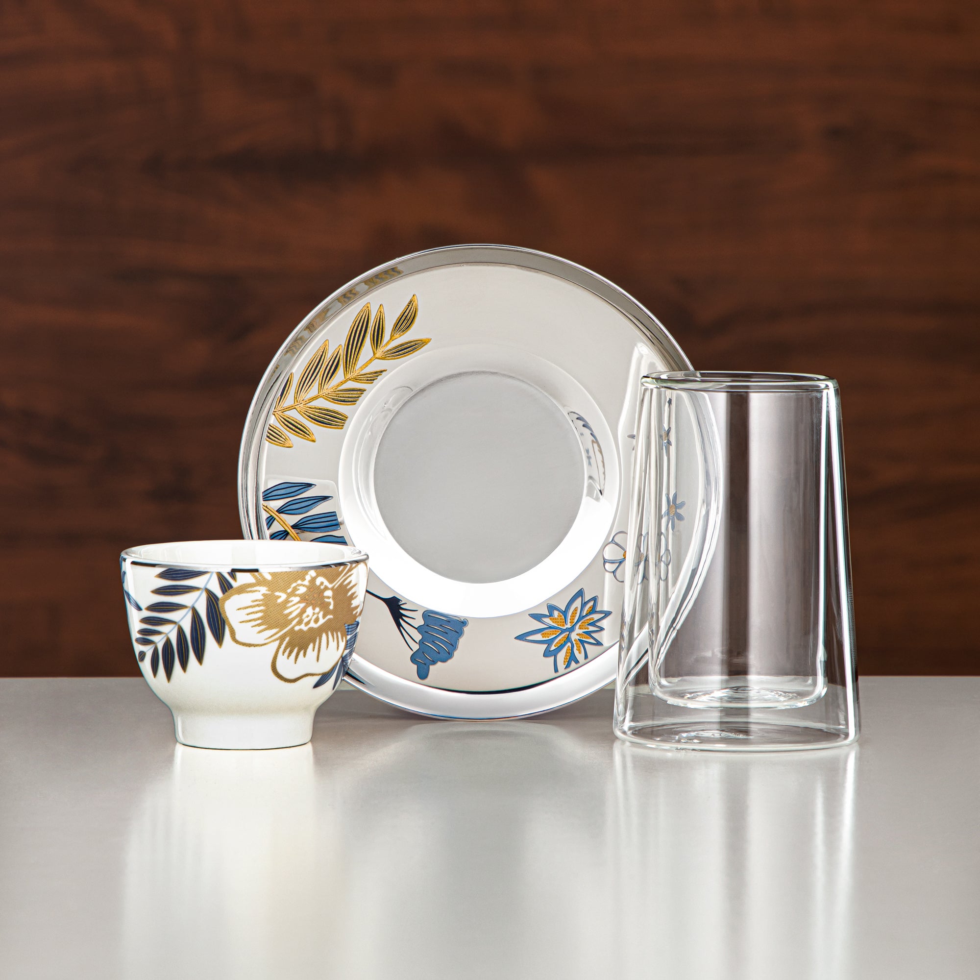 طقم ترامس المرجان، مجموعة 20 قطعة، فضي مطفي وذهبي، ABS سعة 1 لتر & 1 لتر (GOK-S-MS-MG + 18PCS-12196-3)