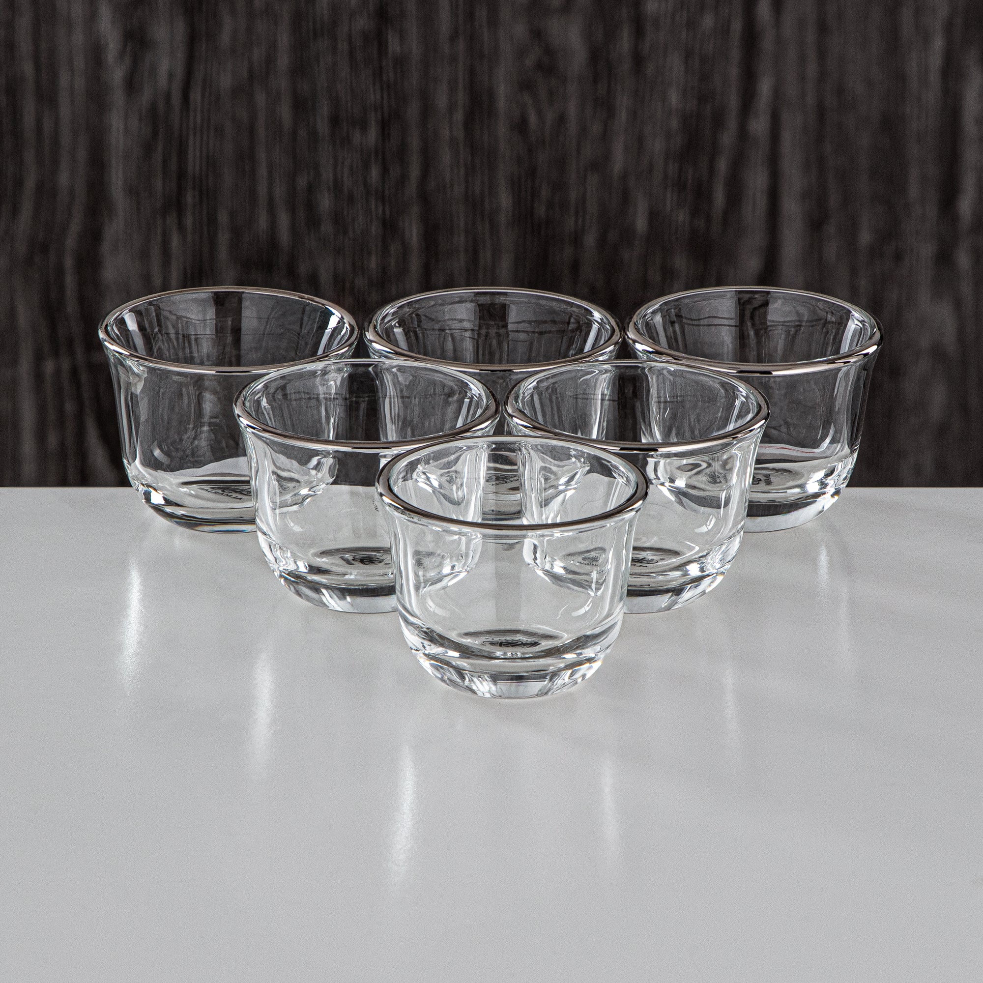 Almarjan Tea & Coffee Set 18 Pieces, Glass, Silver Rim (FB209-18 ALLC) - Arabic Coffee & Tea, Ramadan & Eid