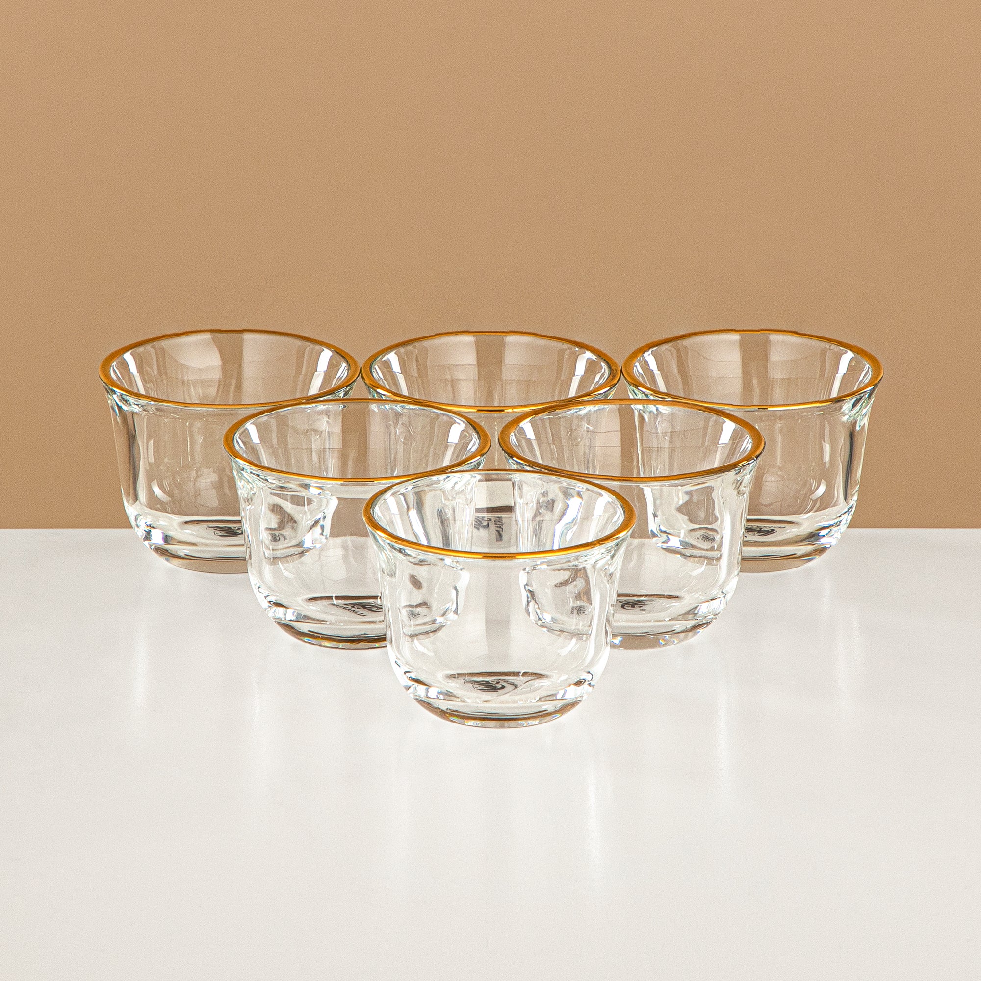 Almarjan Tea & Coffee Set 18 Pieces, Glass, Mirror Gold Rim & Handle (FB808-18 ALLG) - Elegant Serveware for Tea & Coffee