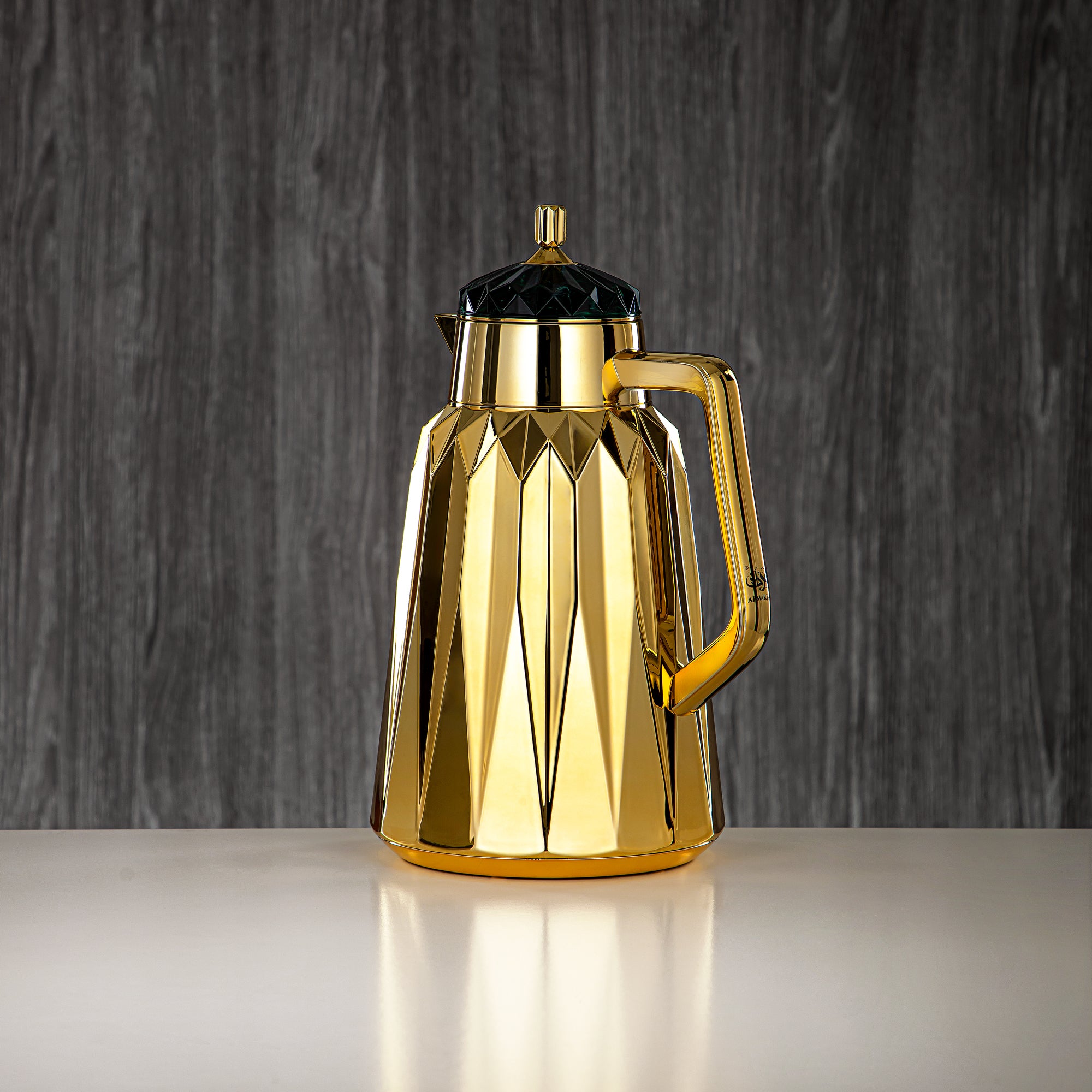 ألمرجان طقم ترامس - 1 لتر + 1 لتر، ABS، ذهبى ورخام أخضر، تشطيب مرآة | FG209AB-100 GM/G