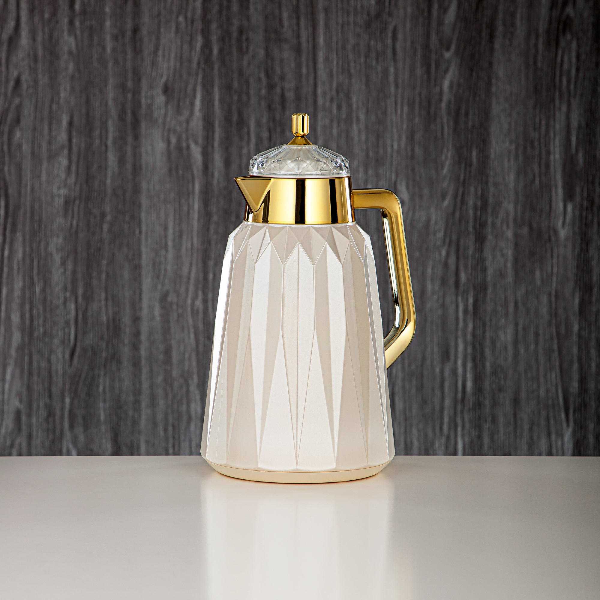 ألمرجان طقم ترامس - 1 لتر + 1 لتر، ABS، أبيض لؤلؤي وذهبي، تشطيب مرآة | FG209AB-100 PW/G