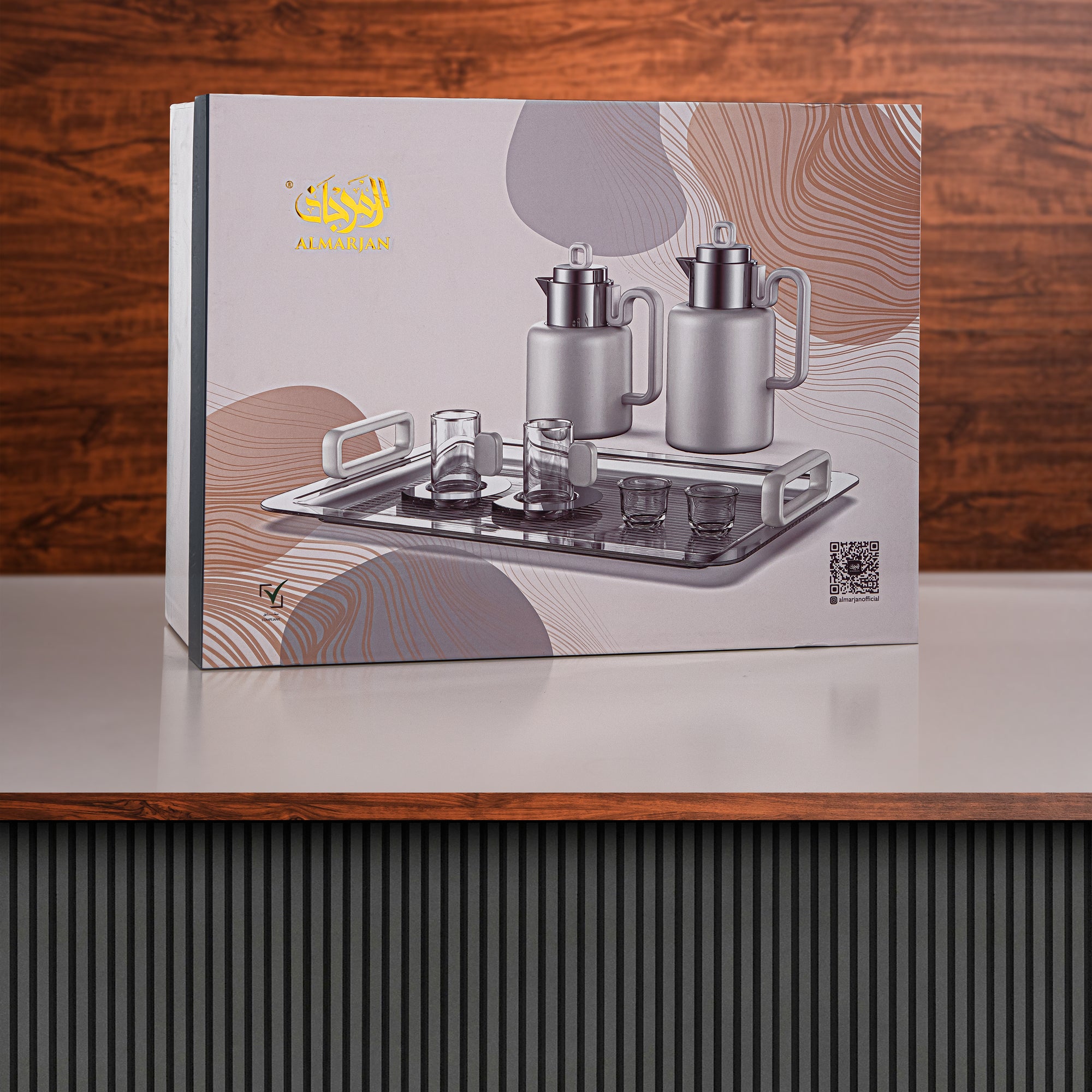 Almarjan Vacuum flask Set 0.5 liter & 1 liter matt nickel & matt gold (FG815-21 MNI/MG)