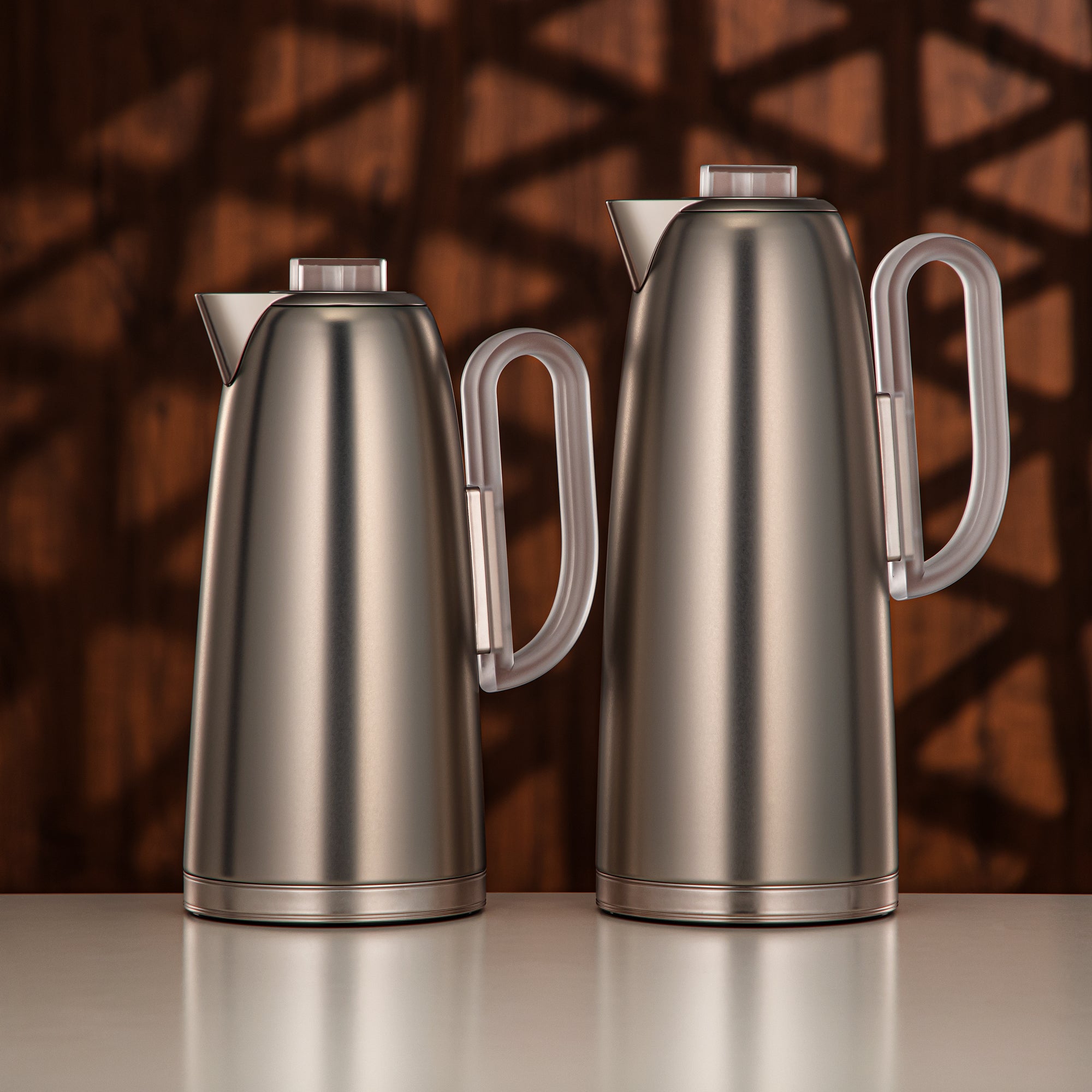 Almarjan Vacuum Flask Set 0.7L & 1L Matt Nickel & Frost