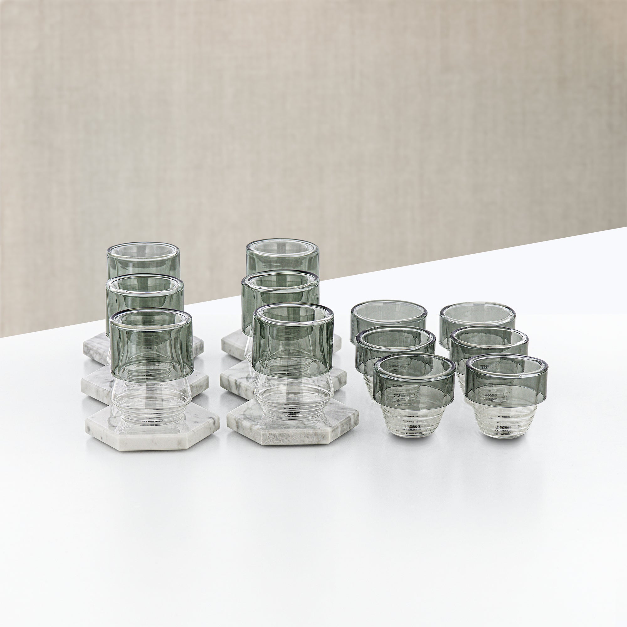 طقم ترمس وشاي المرجان 20 قطعة بلمسة رخامية سوداء مطفية