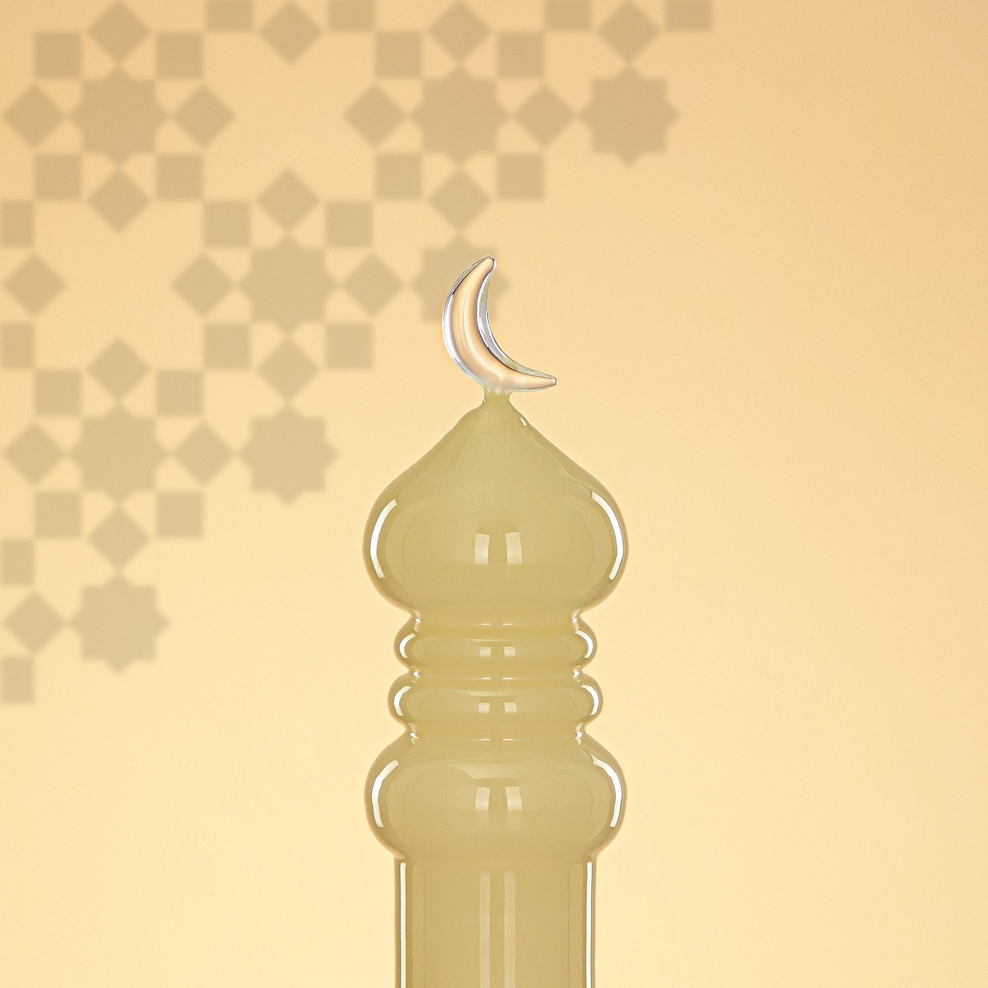 المرجان مئذنة زينة طاولة 24cm x 8cm عاجي مع هلال شفاف – Noor Al Layali