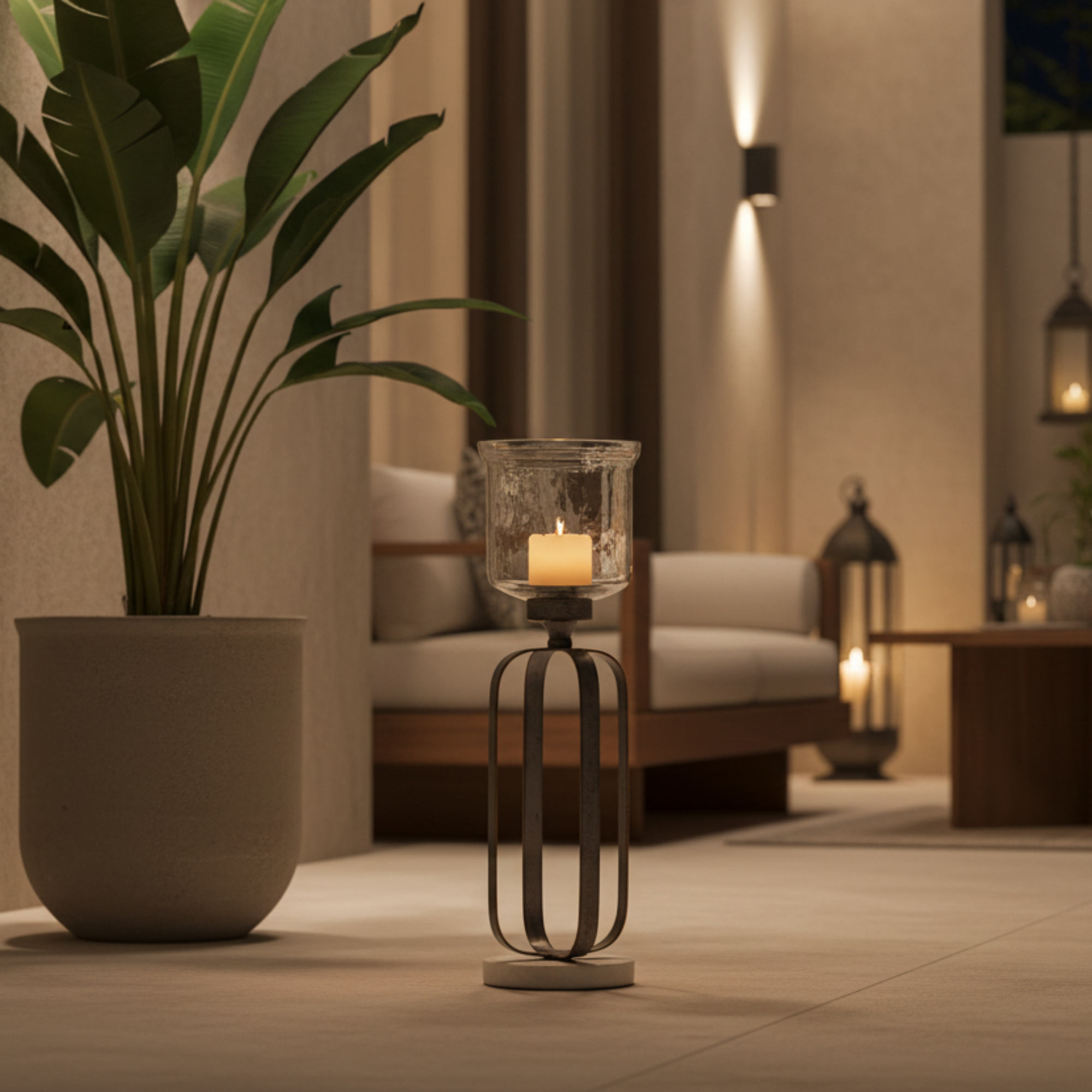 Almarjan Votive Holder 37cm Silver