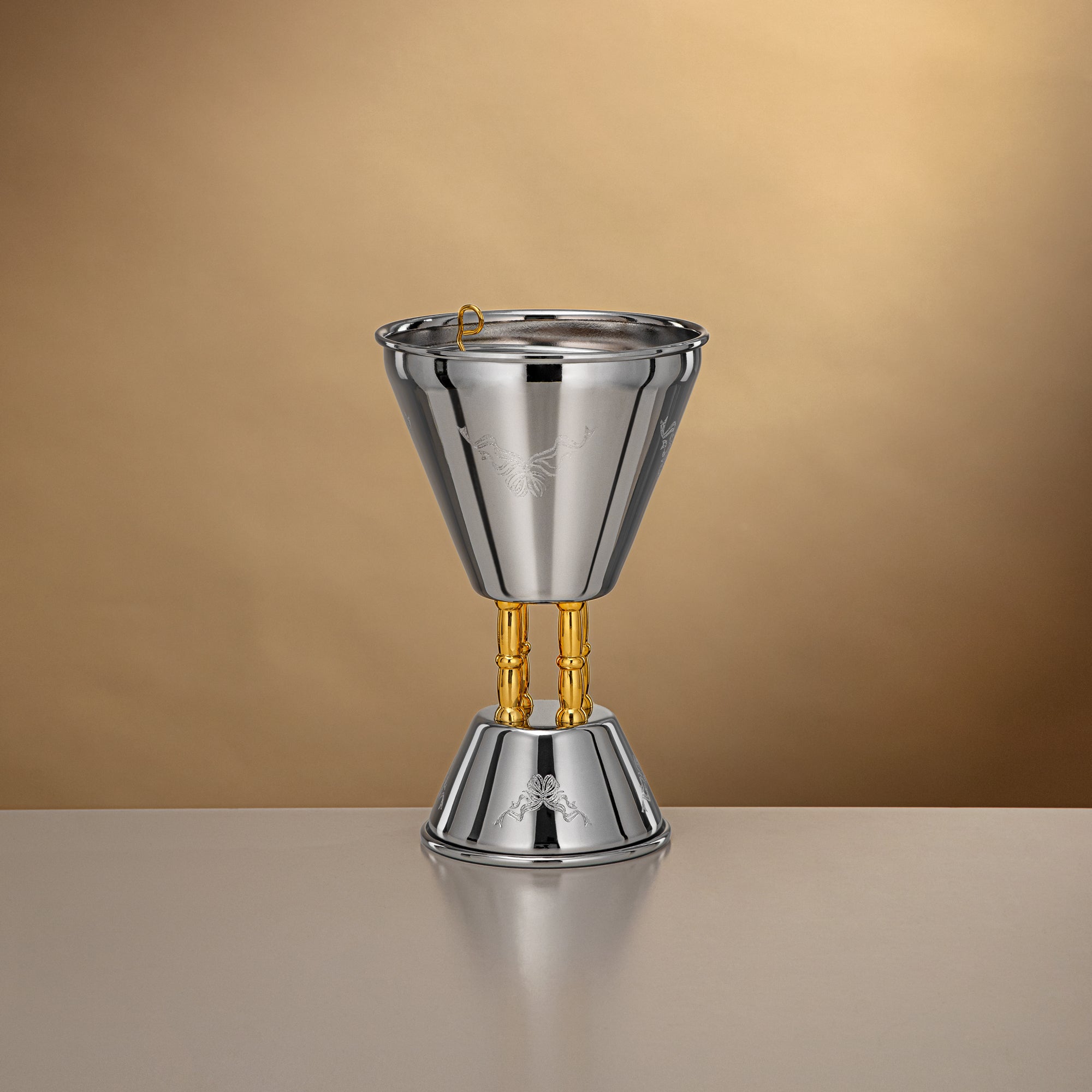 Almarjan 21 CM Incense Burner Shiny Silver & Gold - HT2506085