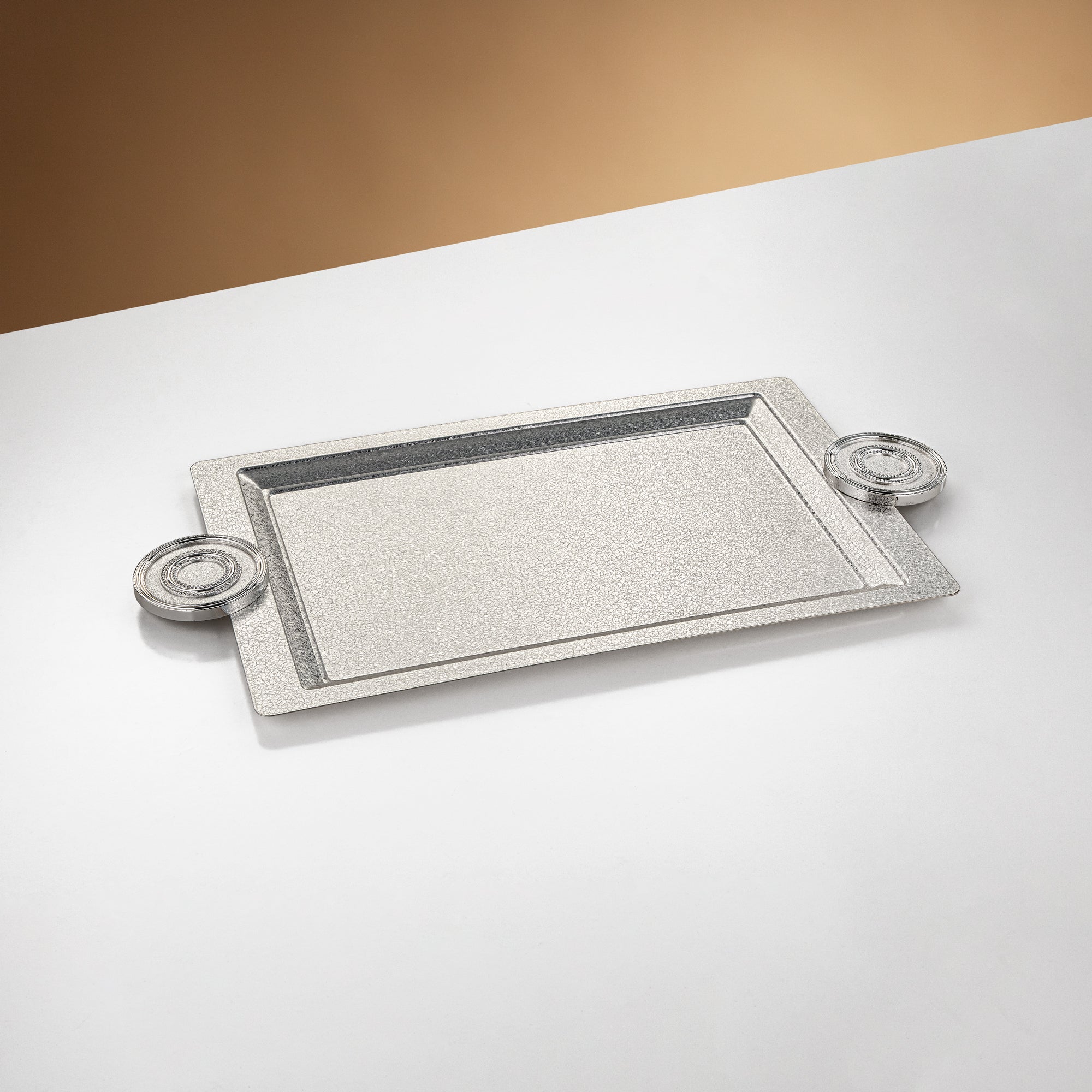 Almarjan Serving Tray 54 cm Silver Crackle