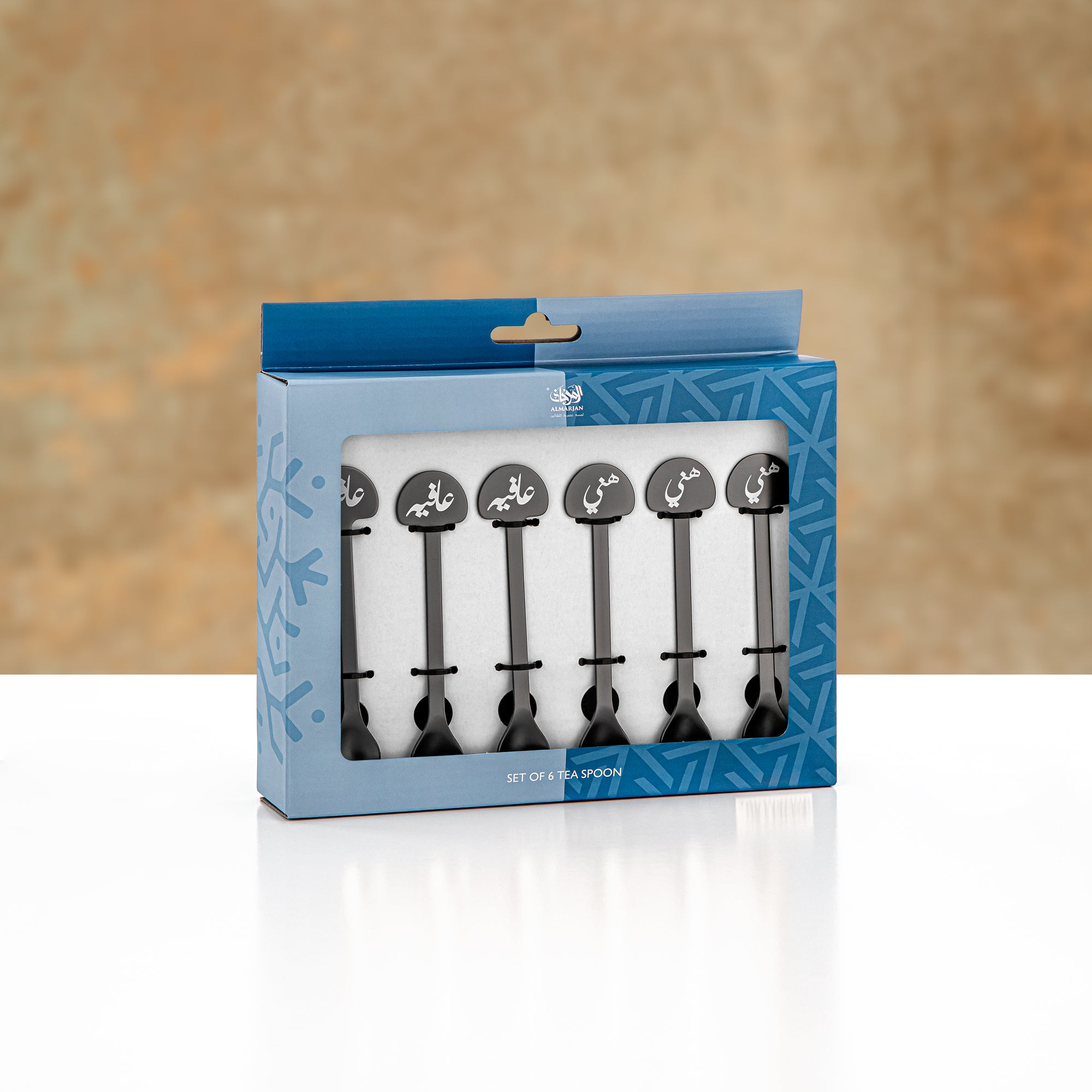 طقم ملاعق شاي المرجان، 6 قطع، أسود غير لامع