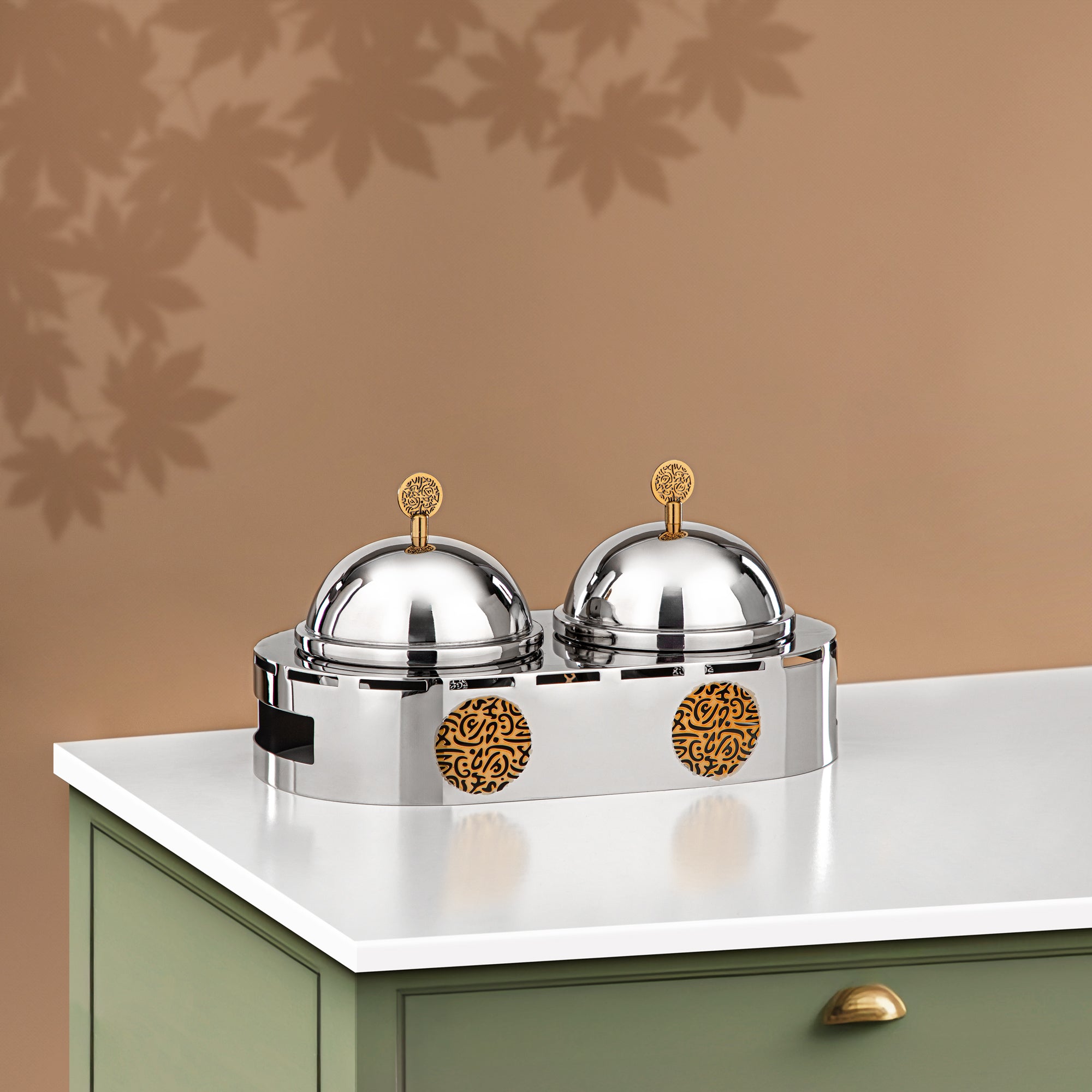 Almarjan 2 Part Candy Set Stainless Steel Silver & Gold (MD-3021) - Stylish Serveware