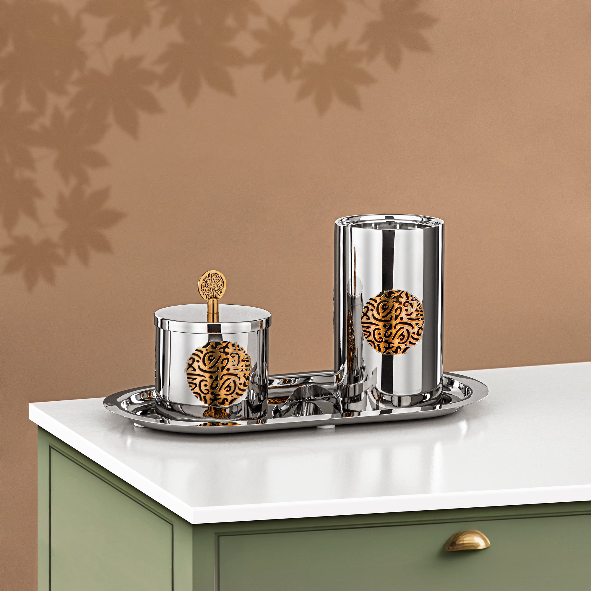 مجموعة مبخرة المرجان ستانلس ستيل فضي وذهبي (MD-3027) - مبخرة عود