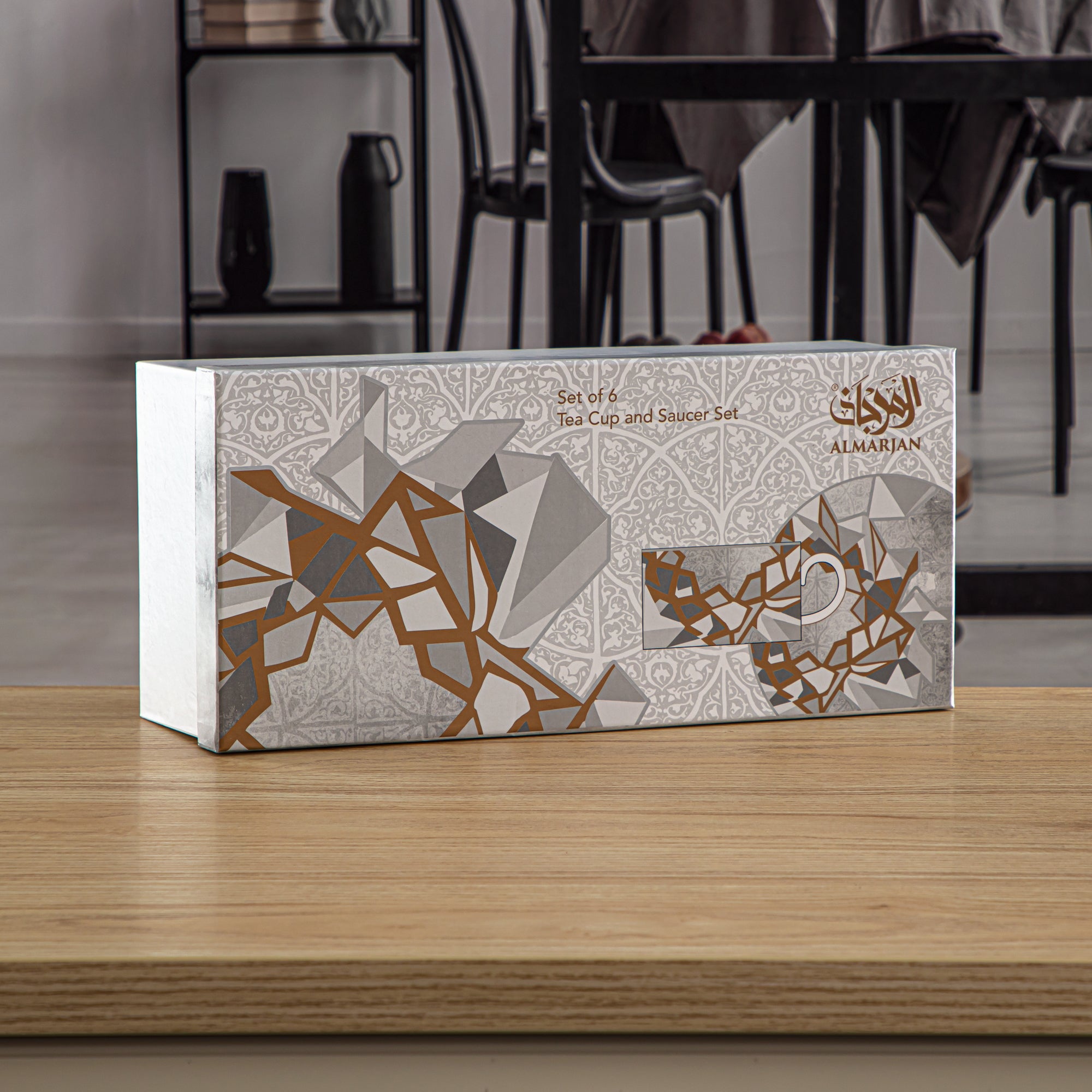 طقم اكواب بورسلين مع صحون 6 قطع - 1235