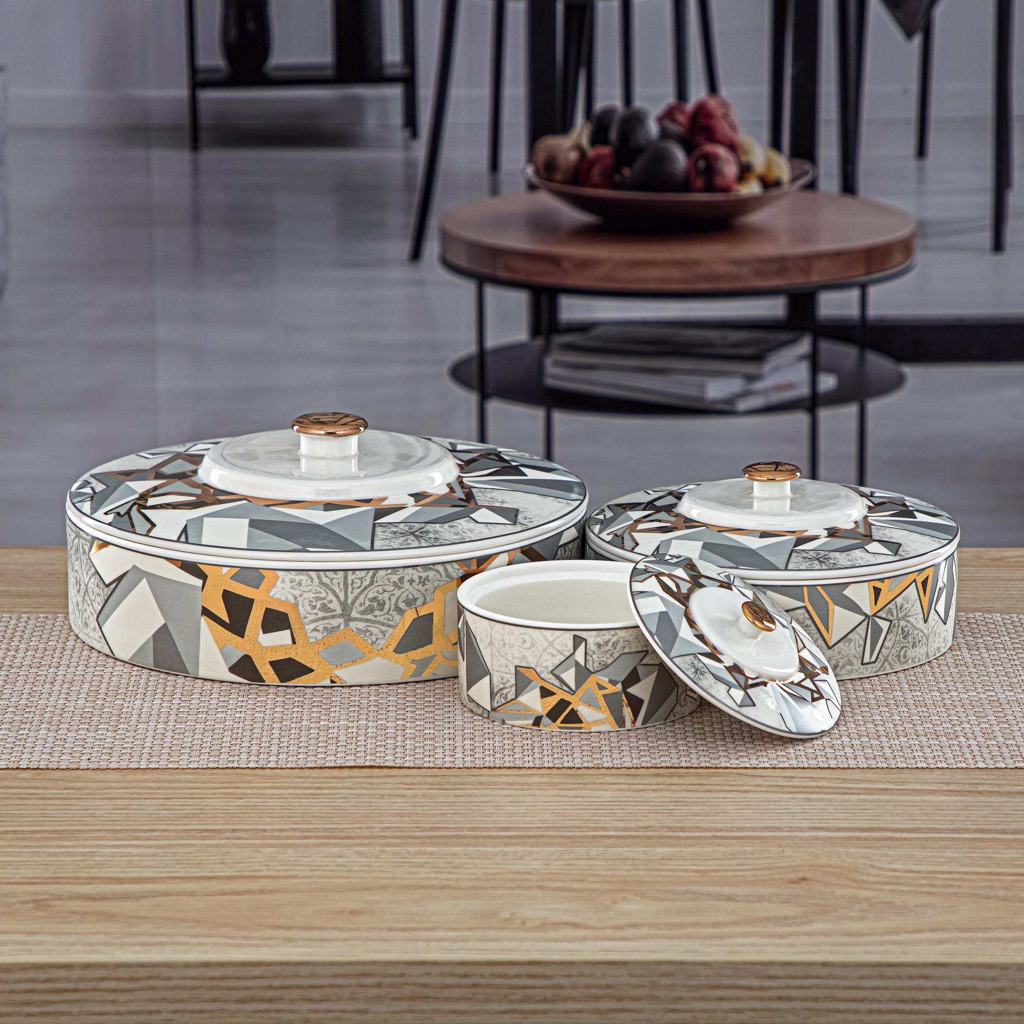 وعاء بورسلين من تشكيلة فنون بغطاء 11 سم - 1235