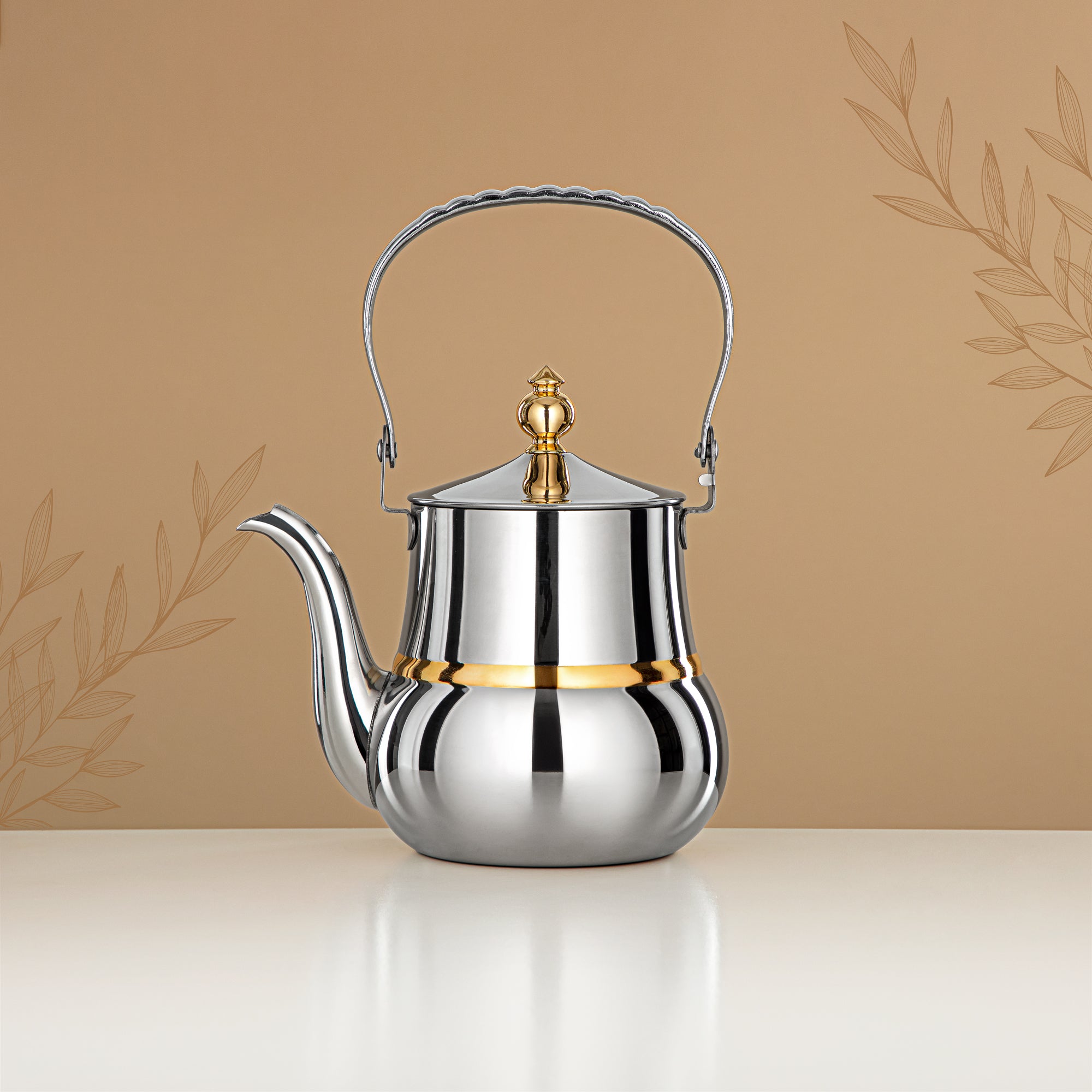 Almarjan Tea Kettle 1L Silver Gold – Elegance