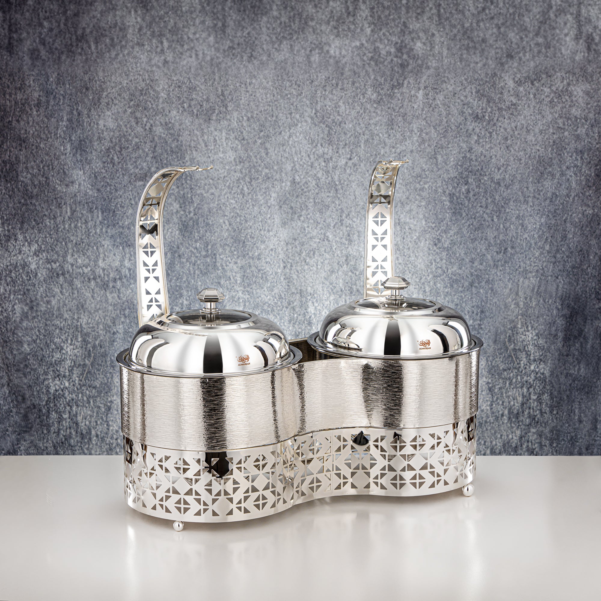 Almarjan 2000 ML + 2000 ML Double Chafing Dish Silver - STS0013345