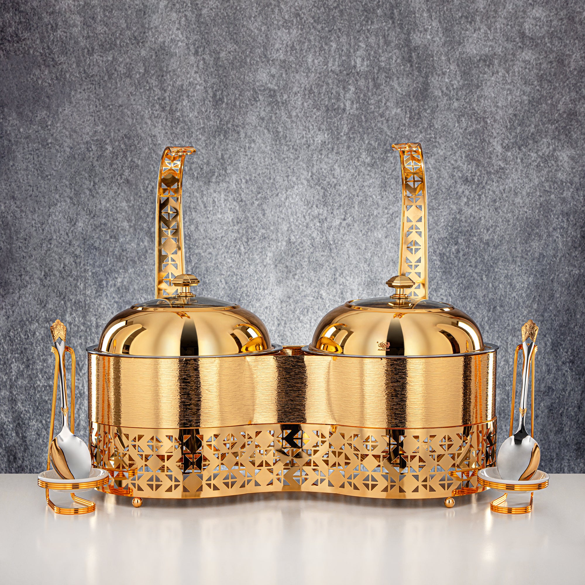 Almarjan 3000 ML + 3000 ML Double Chafing Dish Gold - STS0013347
