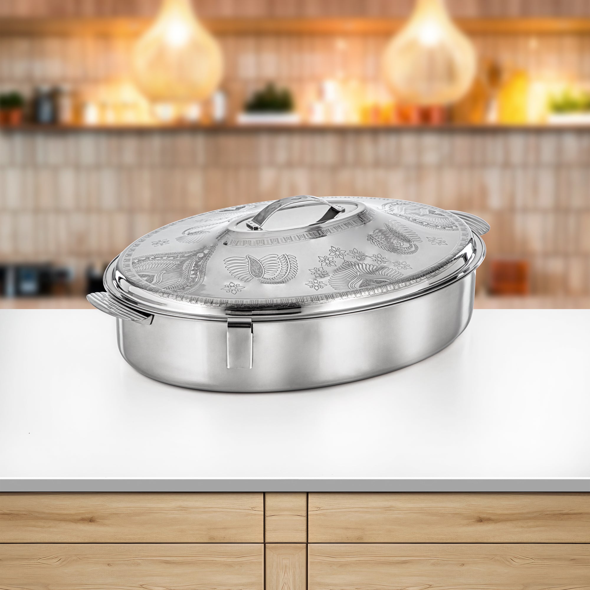Almarjan Hot Pot Set Stainless Steel 40cm + 50cm + 60cm (H24E17) – Mandi Collection | Elegant Serving for Ramadan & Gatherings