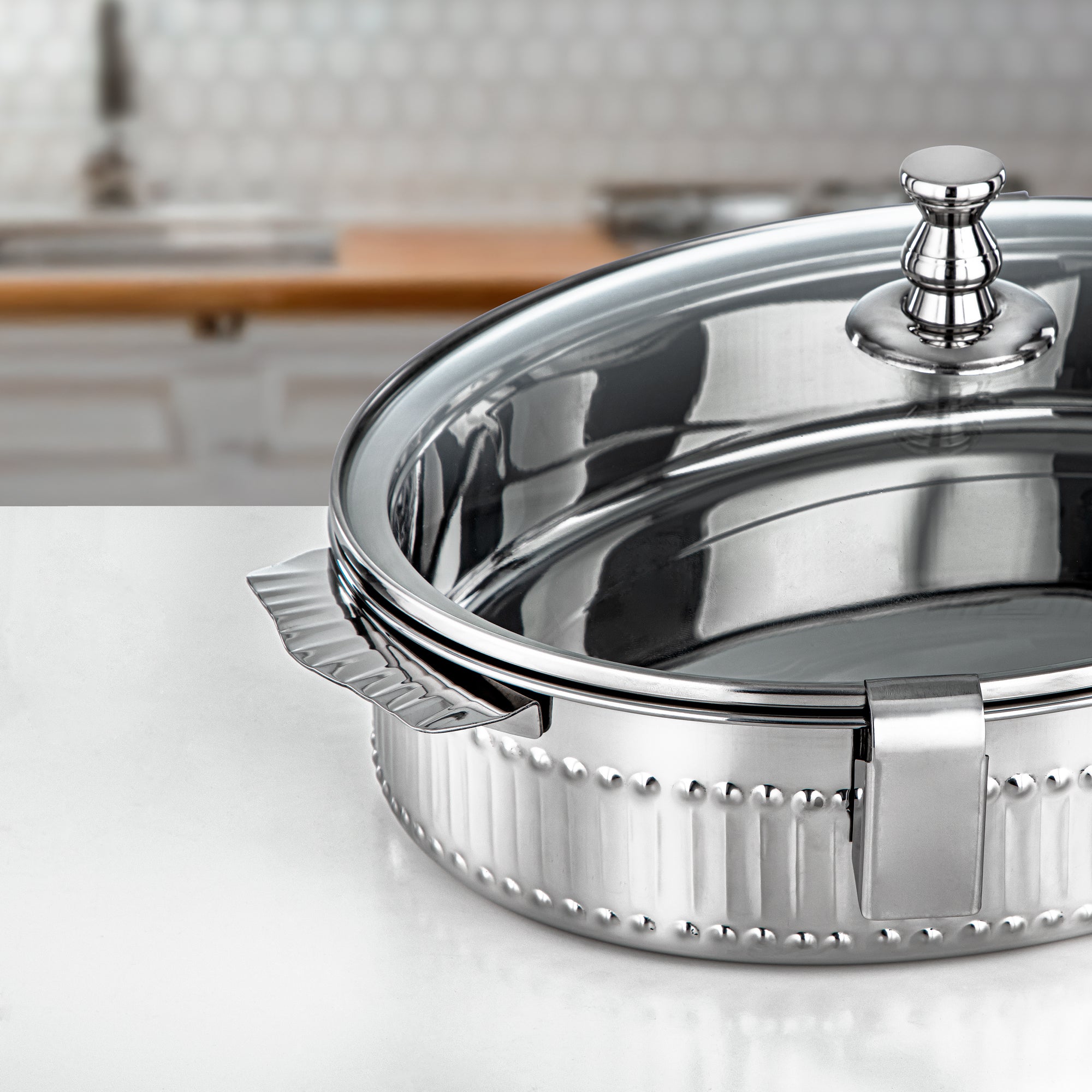 Almarjan Hot Pot Stainless Steel, 30CM (2500ML), Silver (H25M5) - Mandi Collection