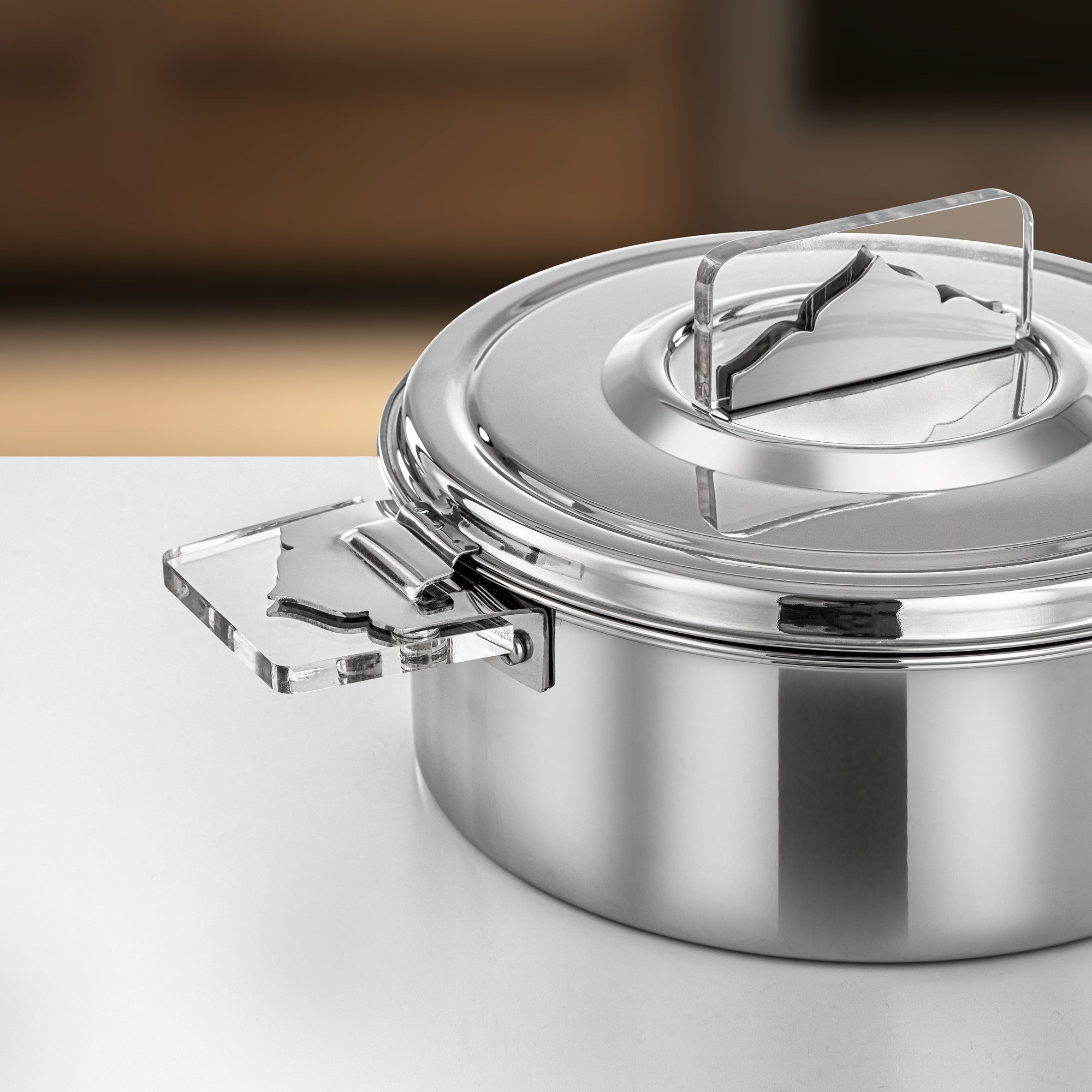 Almarjan Hot Pot Set Stainless Steel 25cm + 30cm + 35cm (H25P5) – Diana Collection | Elegant Serving for Ramadan & Gatherings