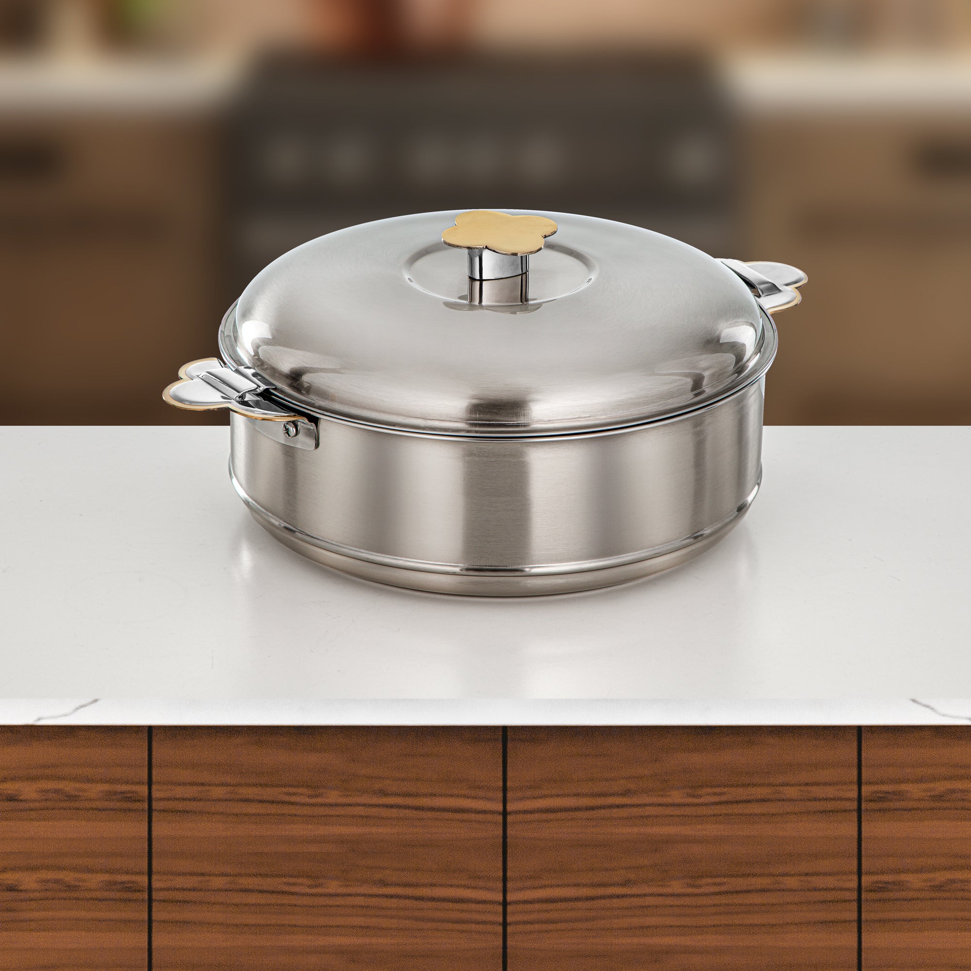 طقم حرارات المرجان فيدا، ٣ قطع، ٣٫٥ لتر، ٥ لتر و٨ لتر، فضي غير لامع وذهبي