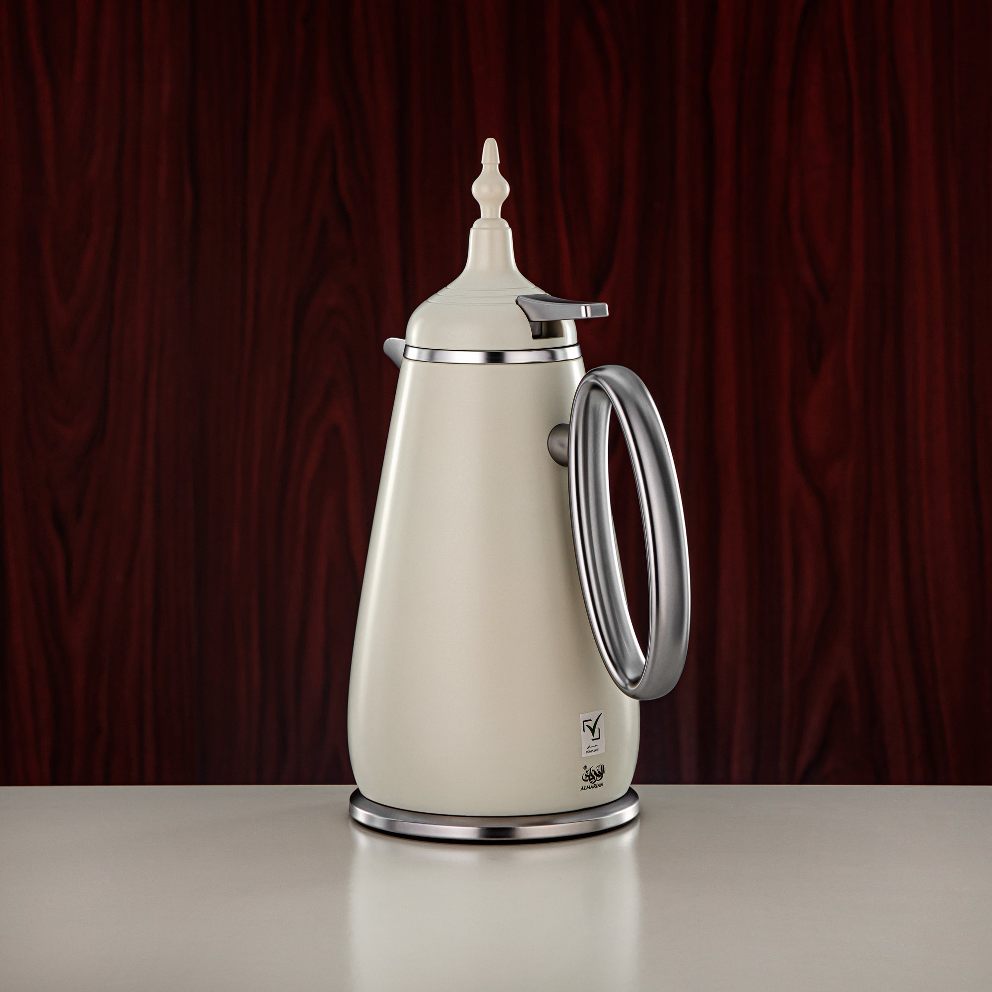 مجموعة طقم ترامس ألومرجان زر ضغط ABS أبيض غير لامع وفضي غير لامع 0.7 لتر + 1 لتر (UOP-A0700/B1000Q330YZE23) - ترمس كلاسيكي