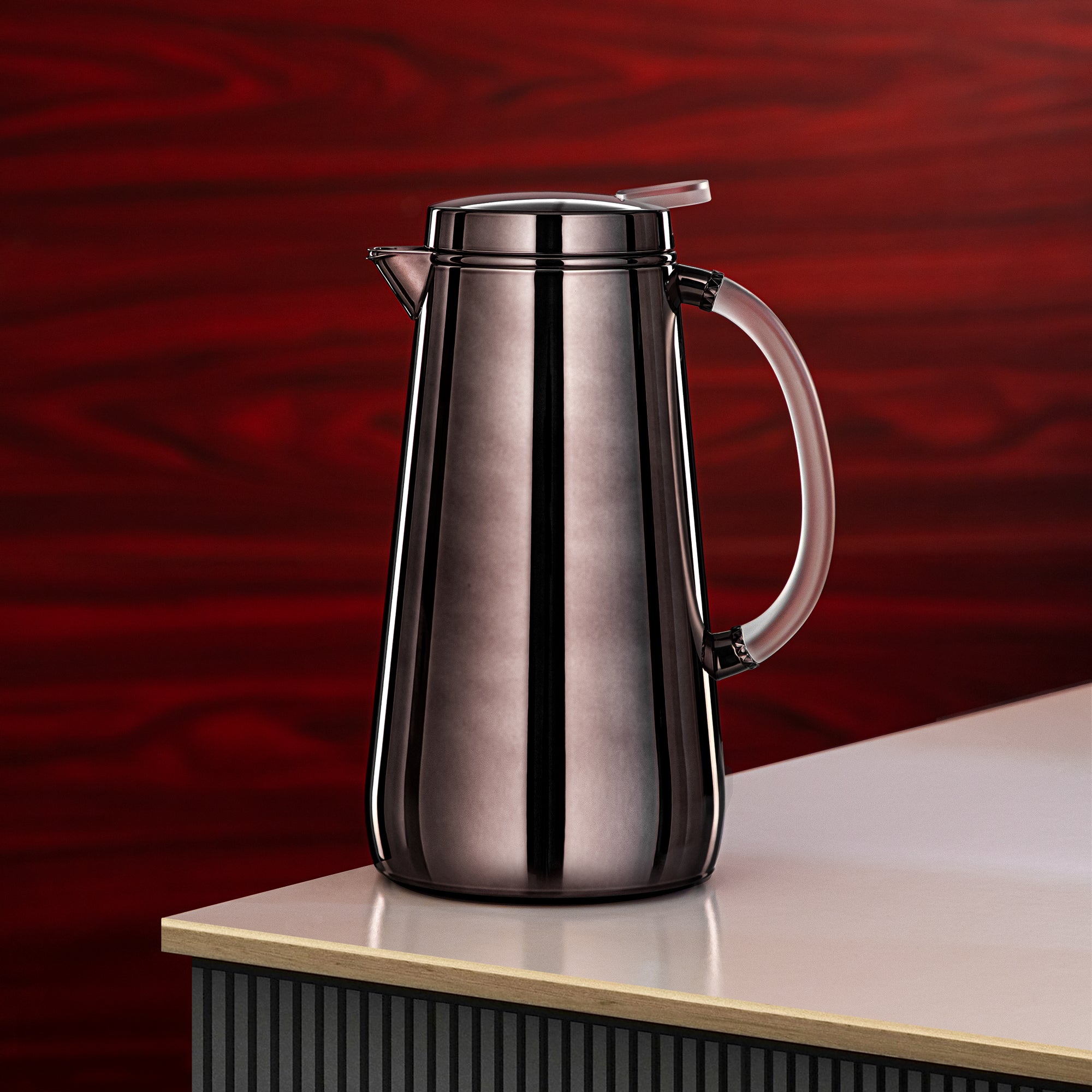 ترمس المرجان معدني 1 لتر أسود غامق بمقبض فروست (VOP-1000 E10Y15) – تقديم أنيق | رمضان و التجمعات