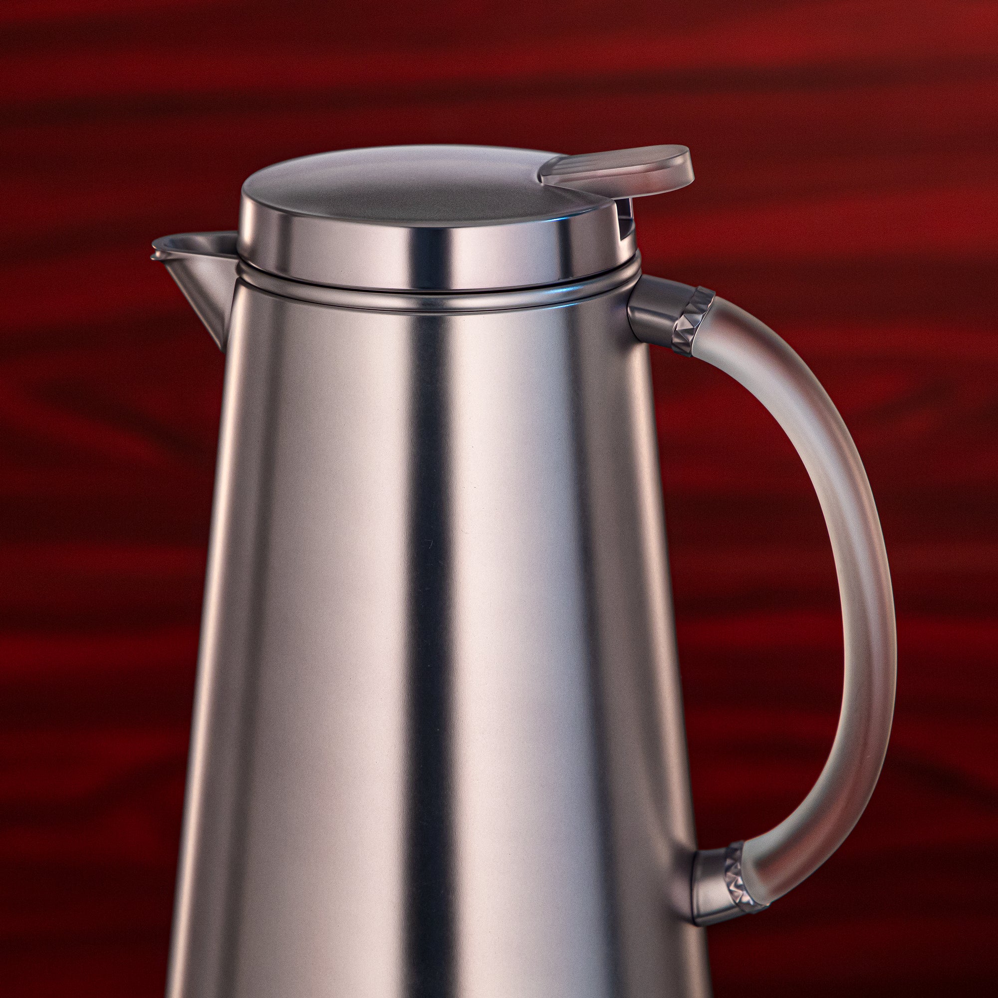 Almarjan Vacuum Flask Metal 1 Liter Matt Silver with Frost Handle (VOP-1000 E23Y15) – Elegant Serving | Ramadan & Gatherings