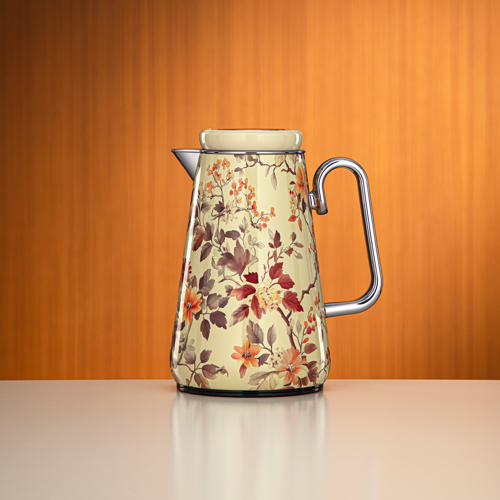 Almarjan Vacuum Flask 0.7L Floral & Silver