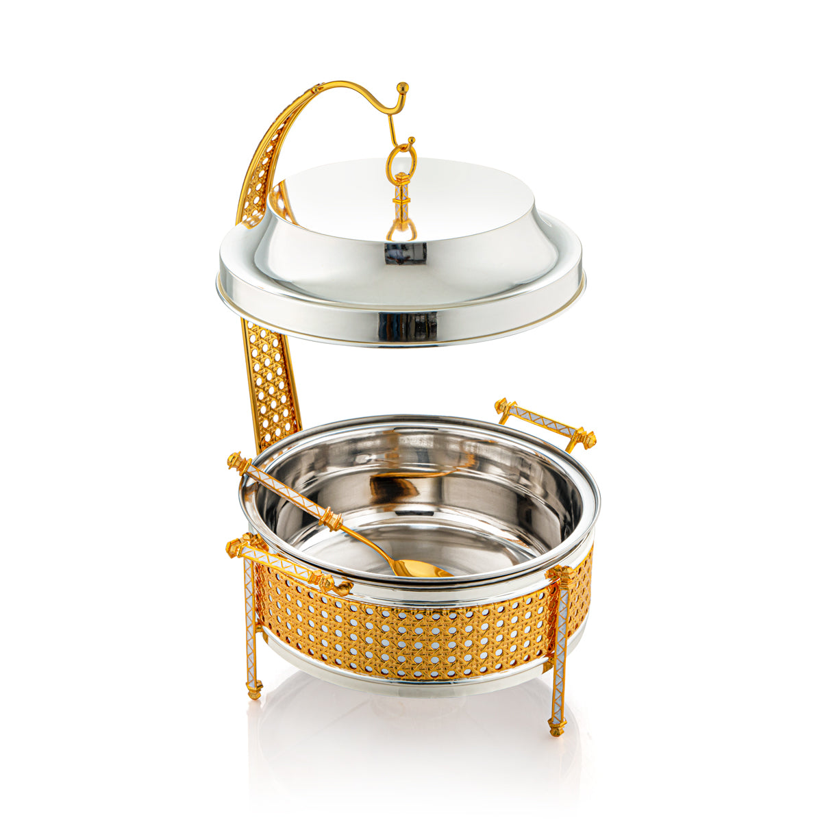Almarjan 3500 ML Al Waha Collection Food Warmer Silver & Gold - FW160-CG-L