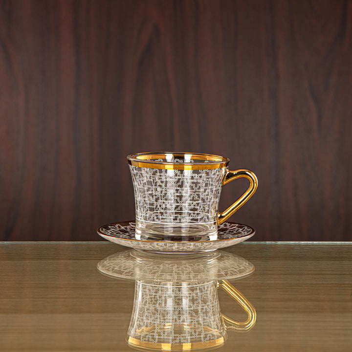 Almarjan 160 ML Glass Cup & Saucer - 1353BJ-0011P-SZH