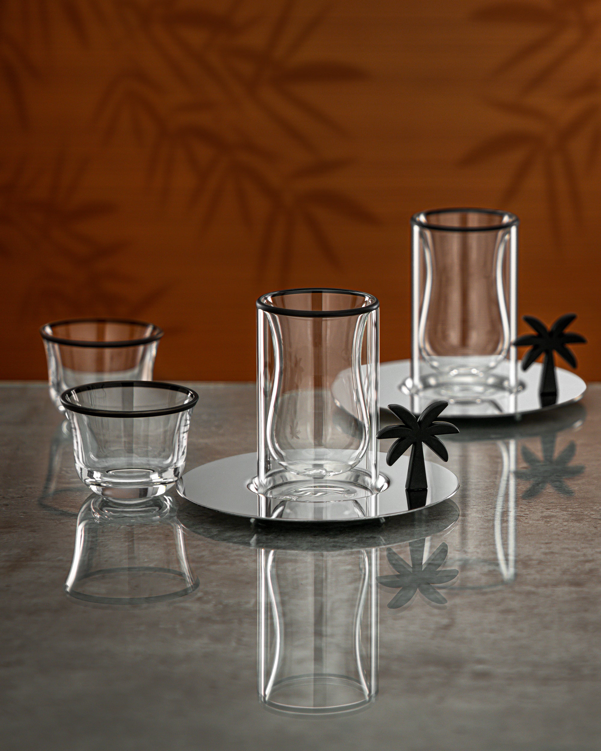 Almarjan Tea & Coffee Set 18 Pieces Black Rim