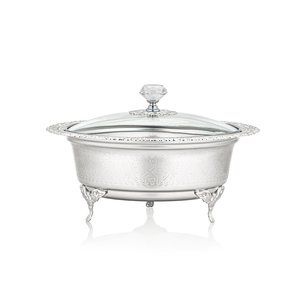 Almarjan 22 CM Date Bowl With Glass Cover Silver - 851-37 SA