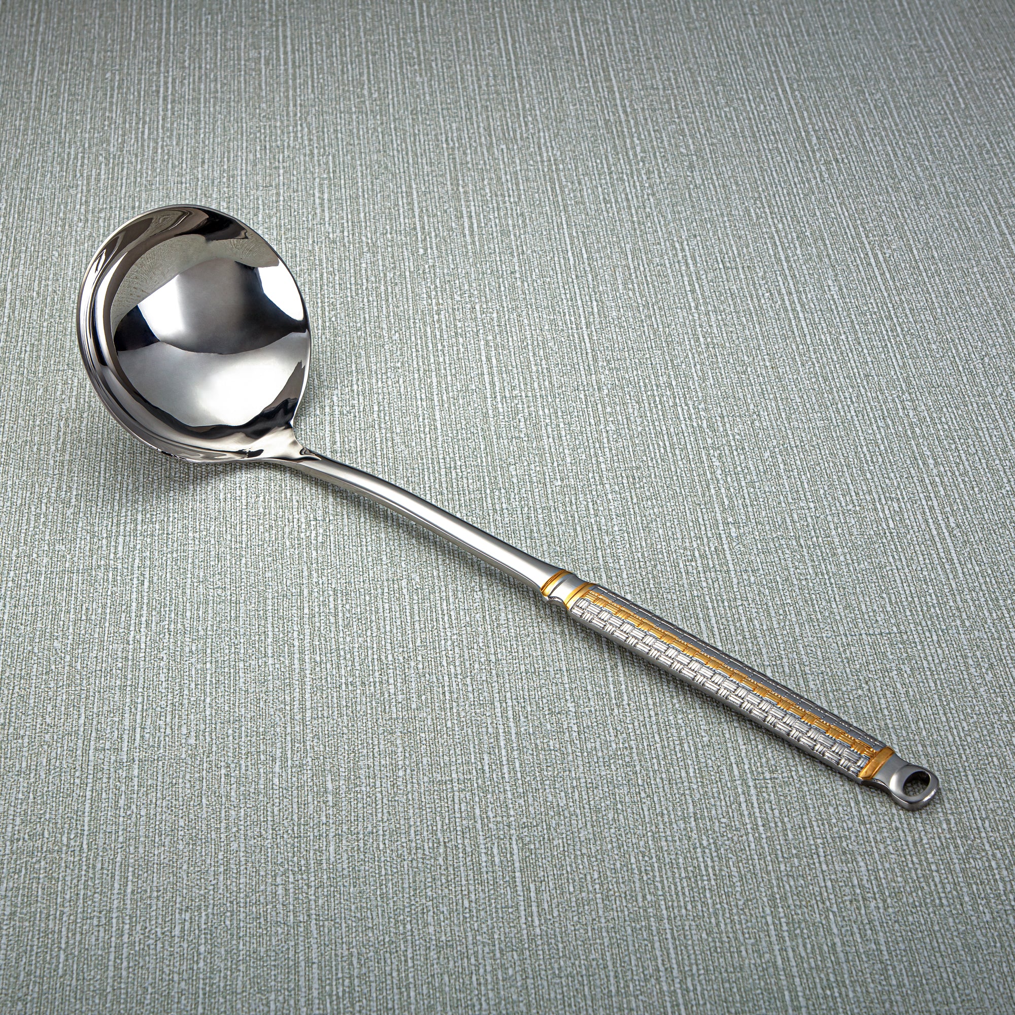 Almarjan Stainless Steel Soup Ladle Silver & Gold - CUT0010323