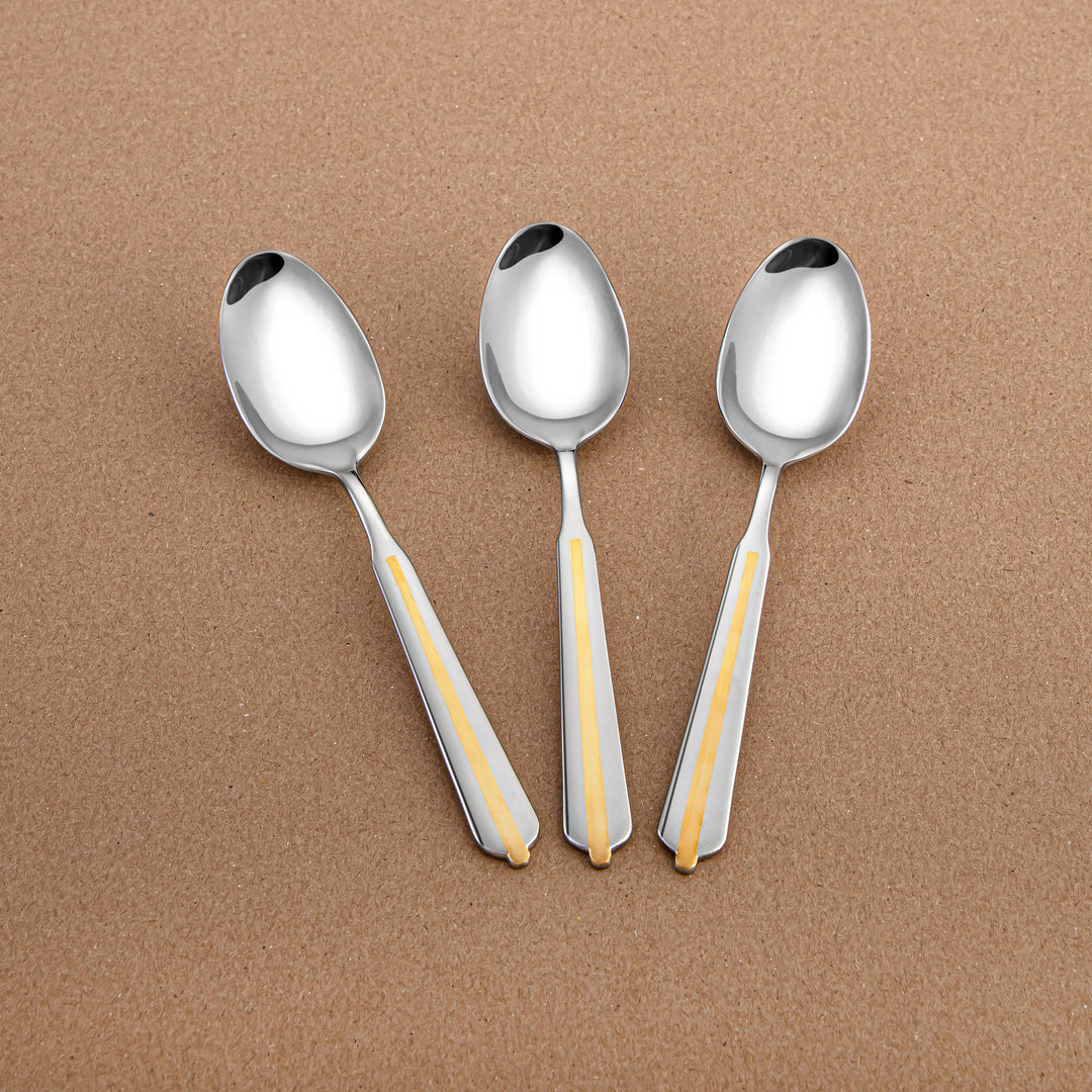 Almarjan 3-Piece Stainless Steel Tea Spoon Set – Mirror Finish, Silver & Gold CUT1620039