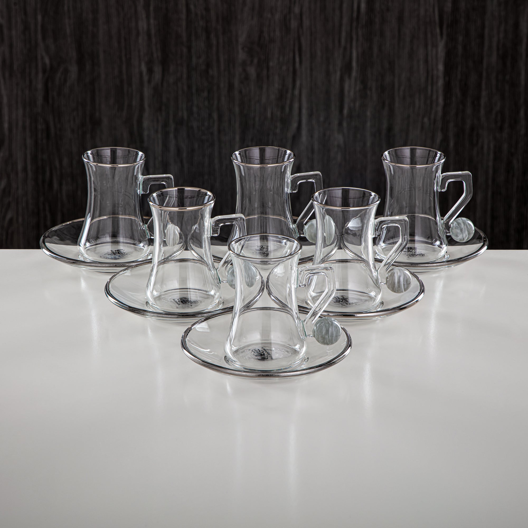 Almarjan 6 Pieces Borosilicate Glass Tea Cup Set - FB803-12 PIV/C