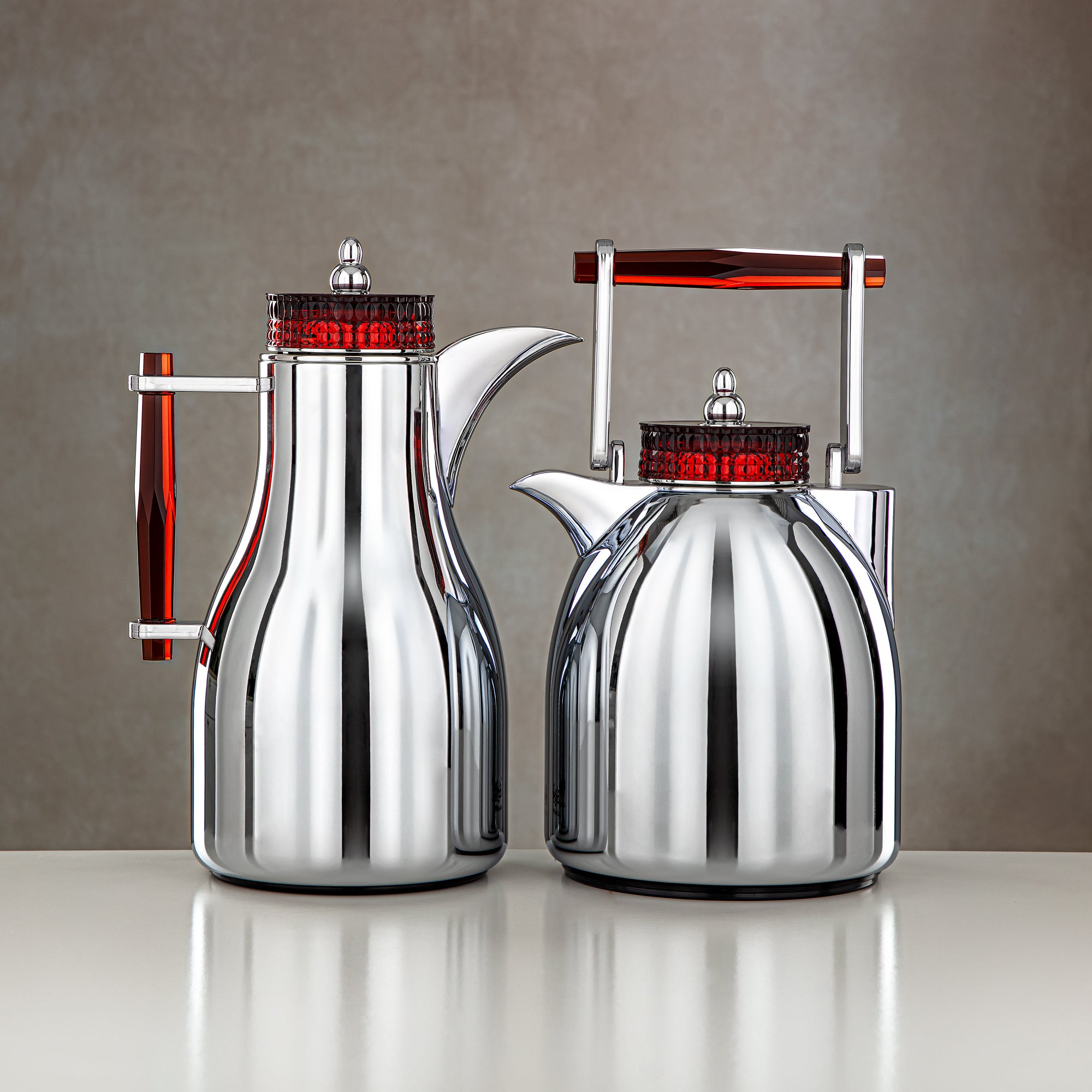 Almarjan 2 Pieces Vacuum Flask Set Silver & Red - FG804 AB-100 MAR/C