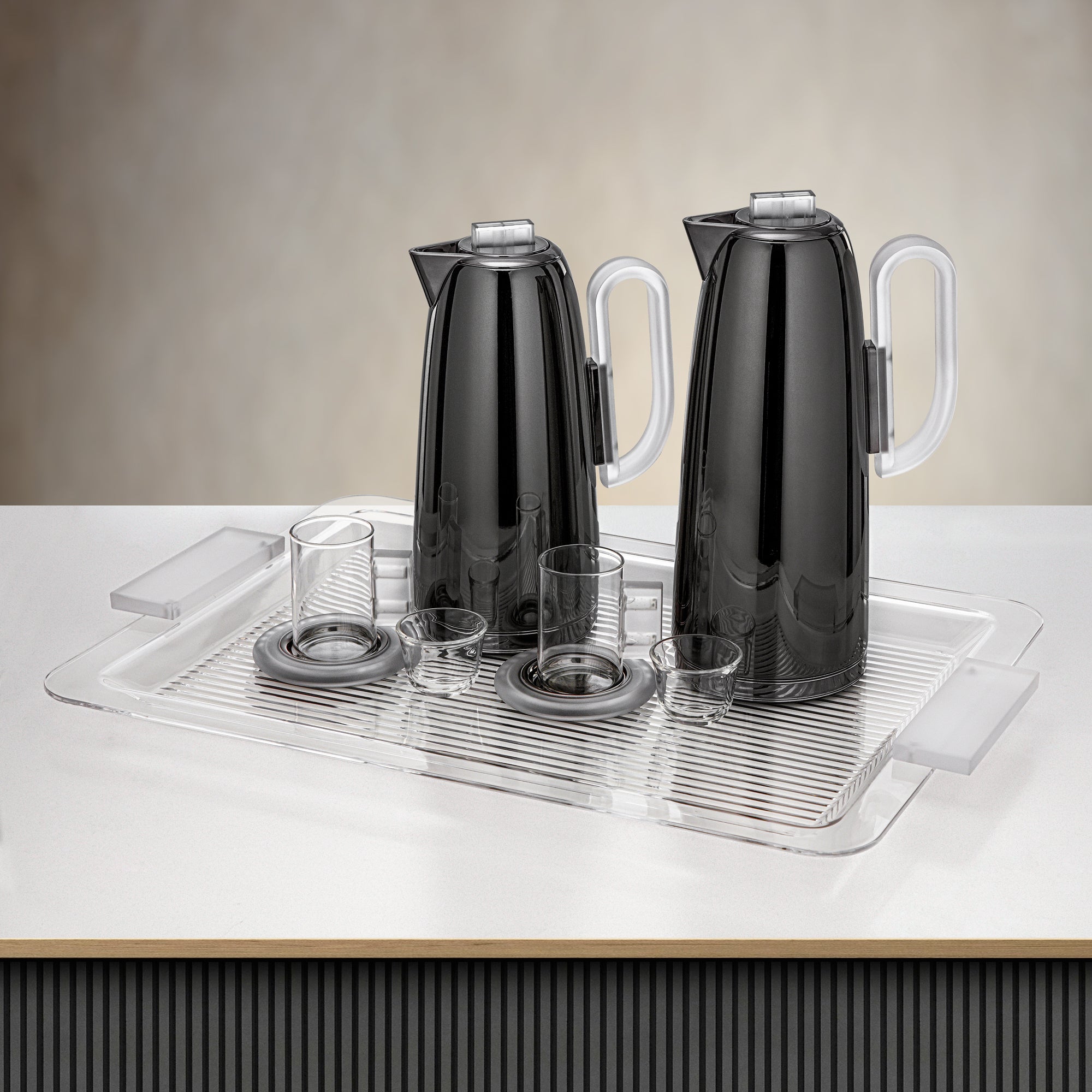 Almarjan Tea & Coffee Set 21 Pieces Gun Black & Frost
