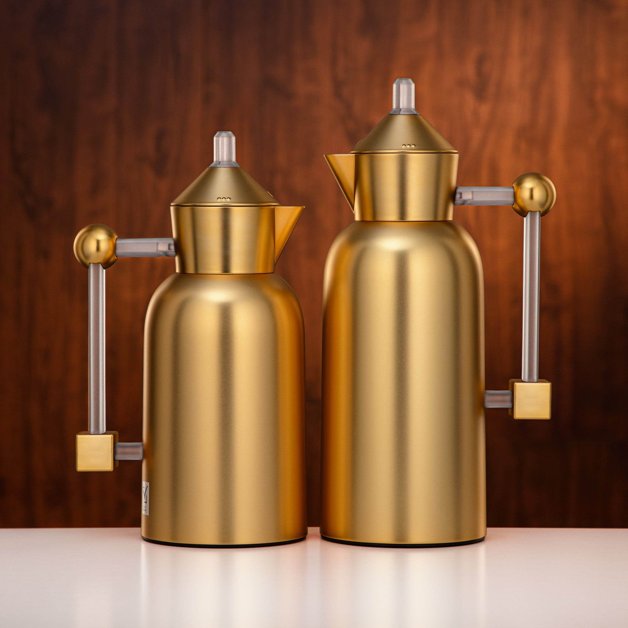 Almarjan Vacuum Flask Set 0.7L + 1L Matt Gold & Frost