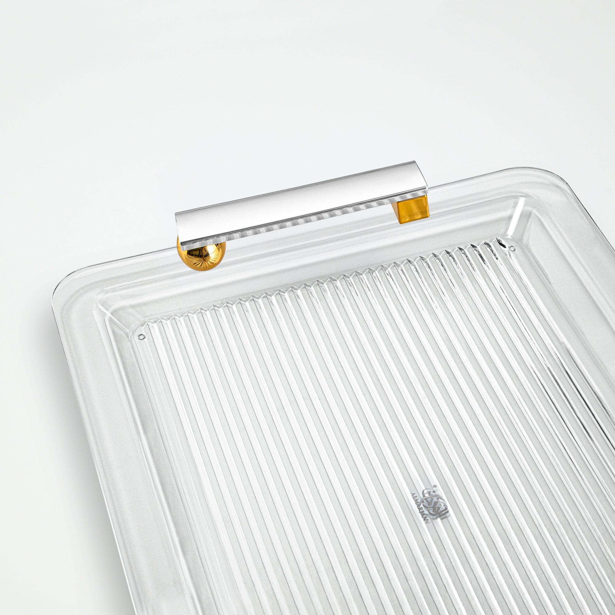 Almarjan Serving Tray 50cm Matt Nickel & Dark Wood