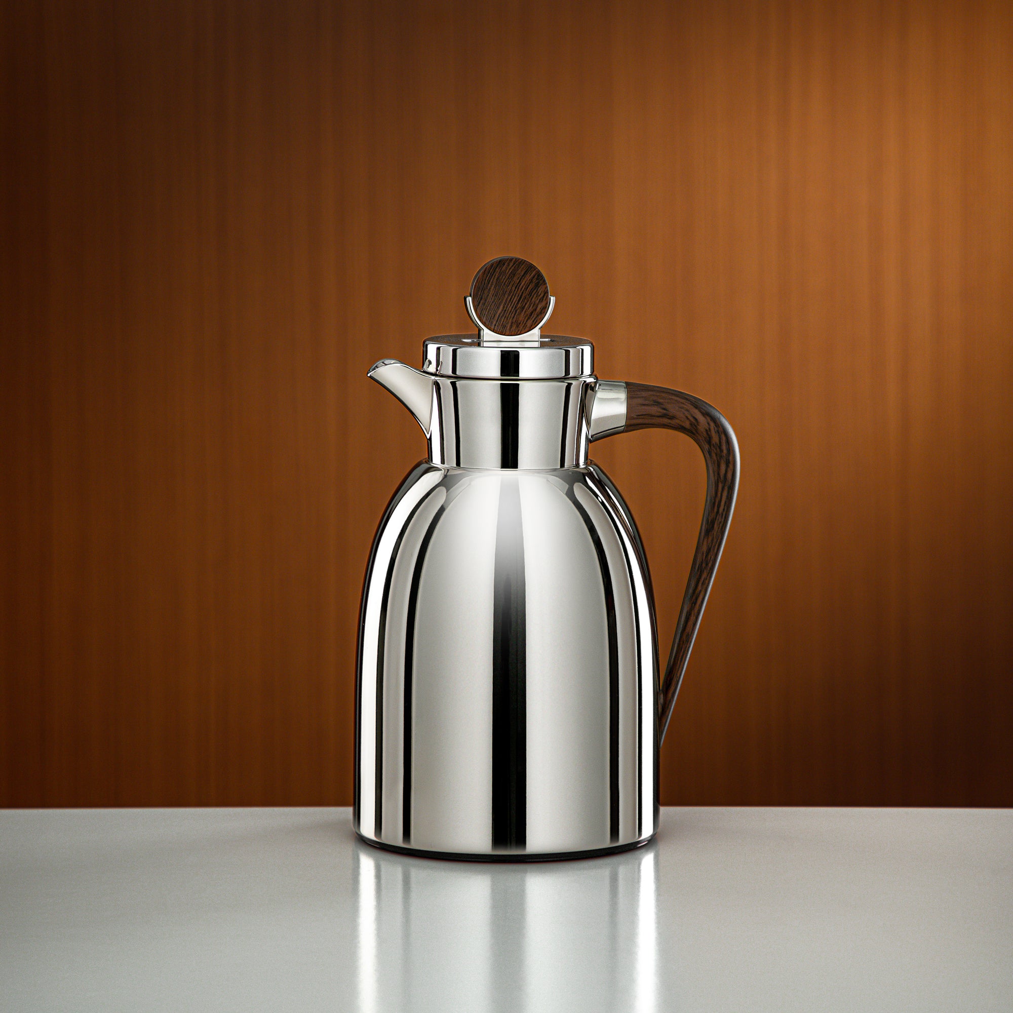 ترمس المرجان 1 لتر نيكل وخشب داكن