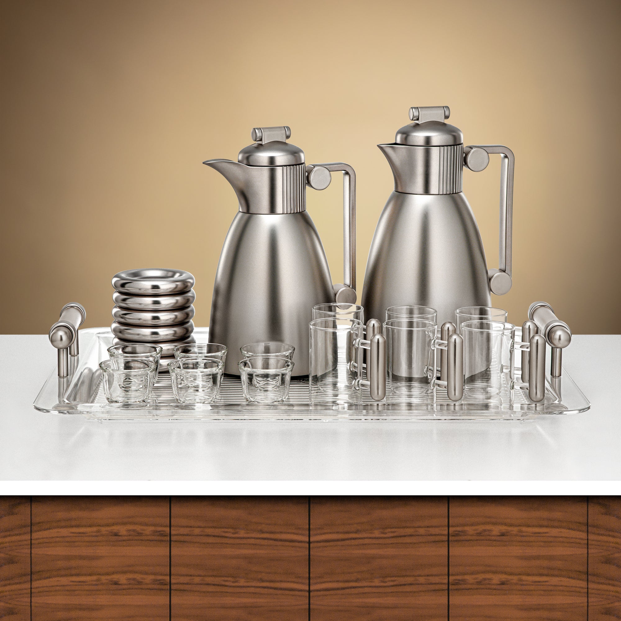 طقم ترامس المرجان ٢١ قطعة بلمسة نيكل غير لامعة