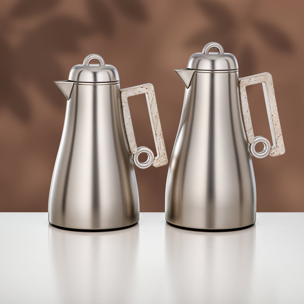 طقم ترامس المرجان قطعتين، نيكل مطفي ورخام ترافرتين