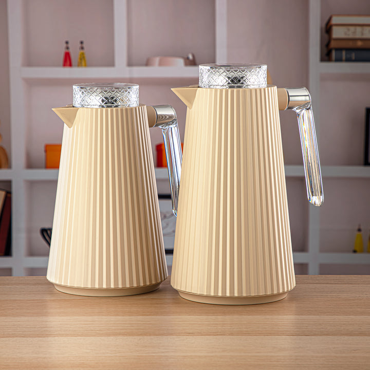 Almarjan 2 Pieces Vacuum Flask Set Beige - GT106-100/130 BG/C/TR