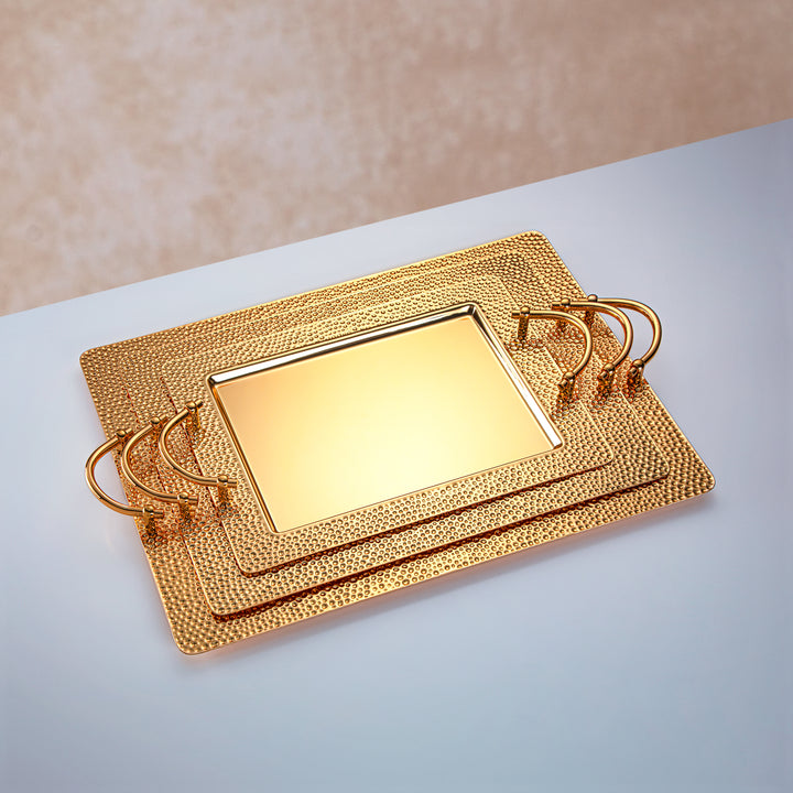 Almarjan 3 Pieces Serving Tray Set Gold - HT2305001