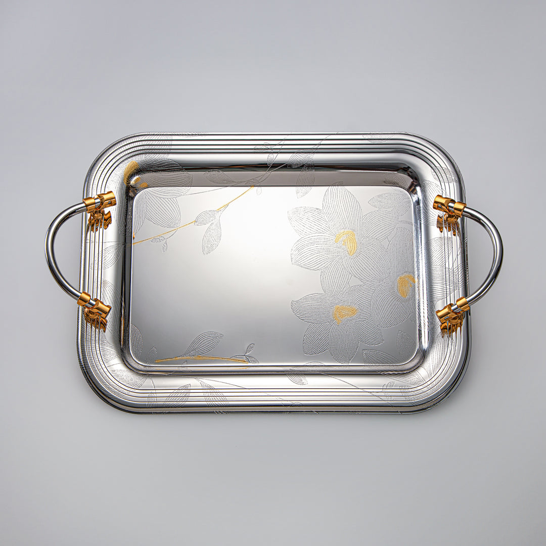 Almarjan 3 Pieces Serving Tray Set Nickel & Gold - HT2305011