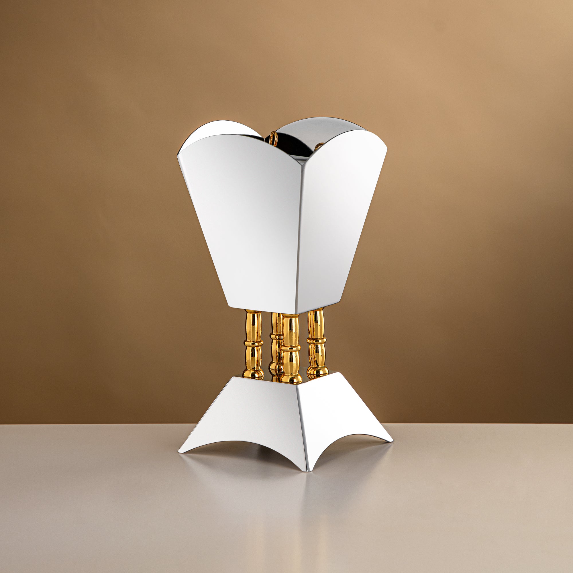 المرجان مبخرة بطول 23.5 سم فضية وذهبية لامعة - HT2506061