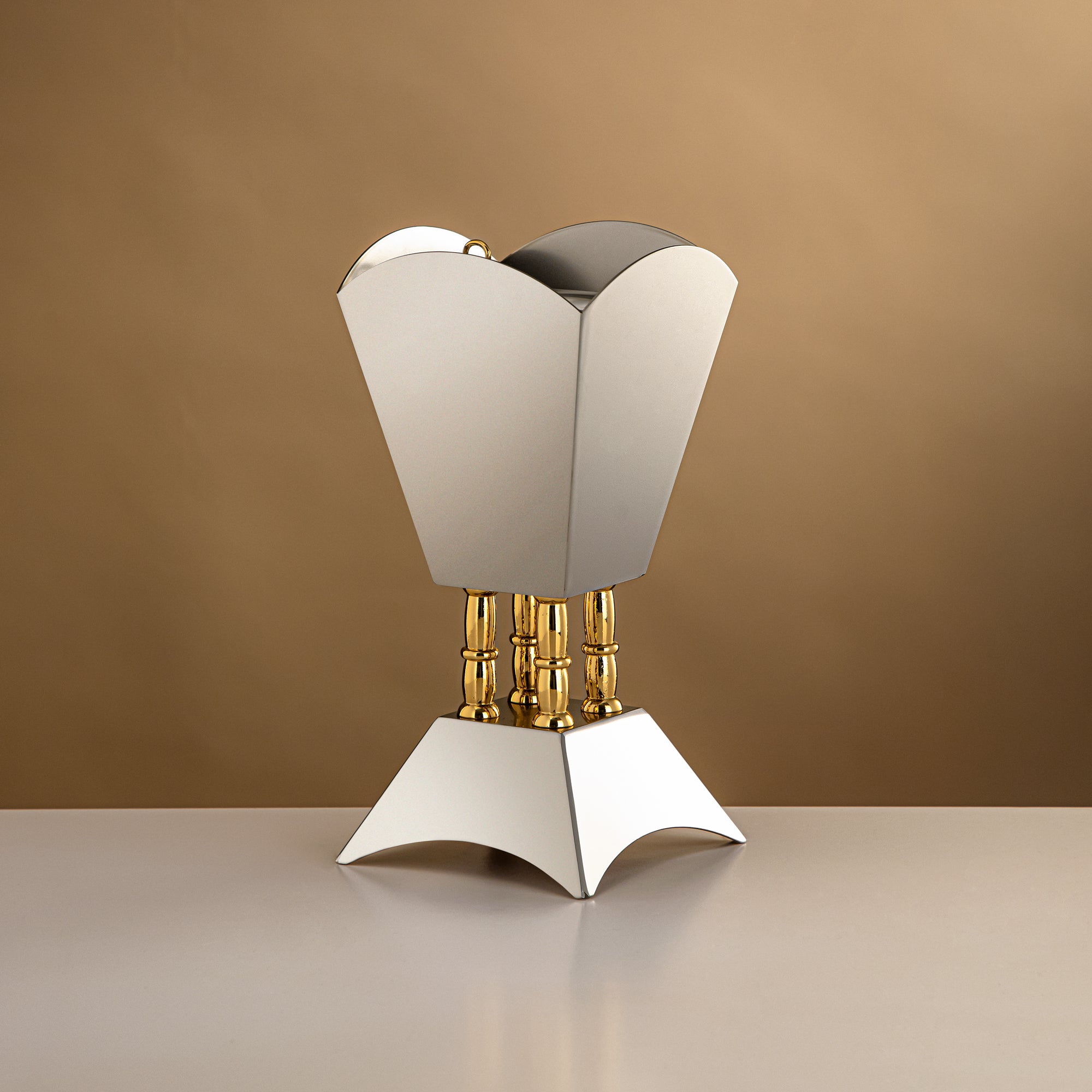 Almarjan 23.5 CM Incense Burner Matte Nickel & Gold - HT2506065