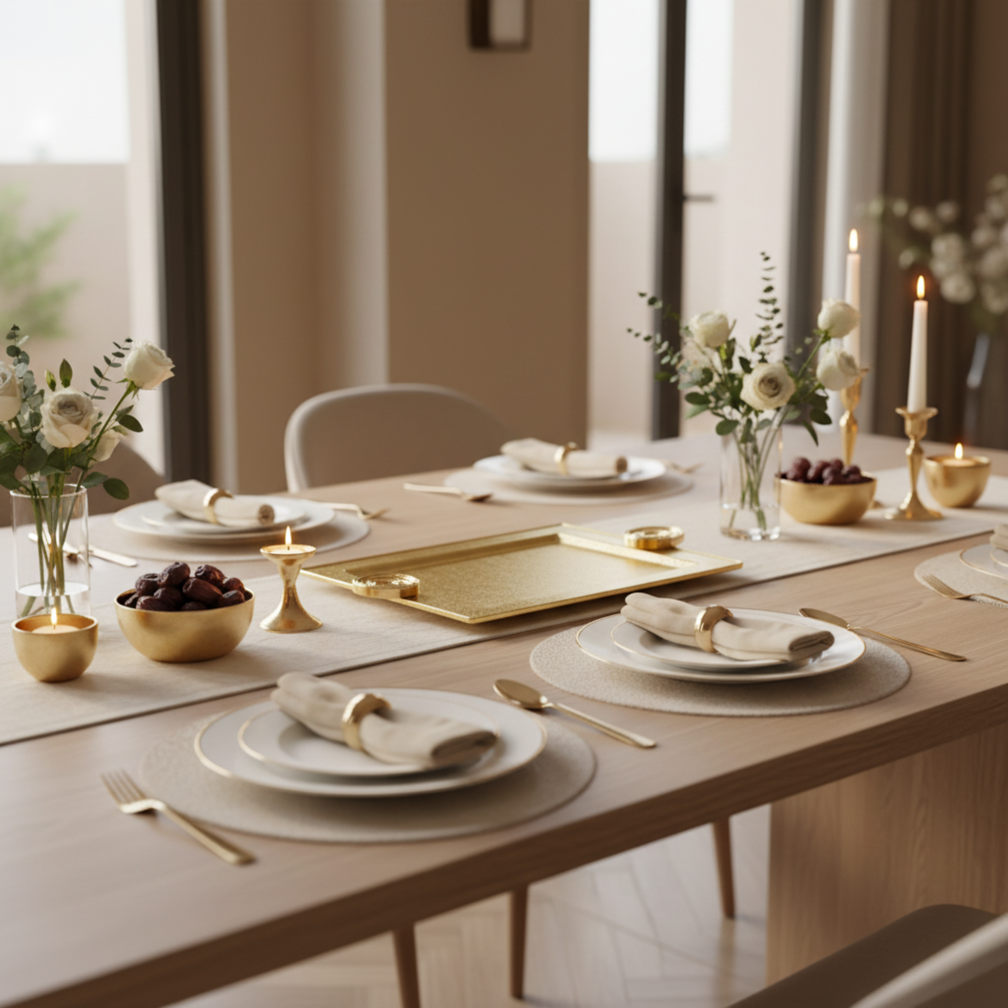 طقم صواني تقديم المرجان بنقشة متشققة من النحاس (3 قطع)