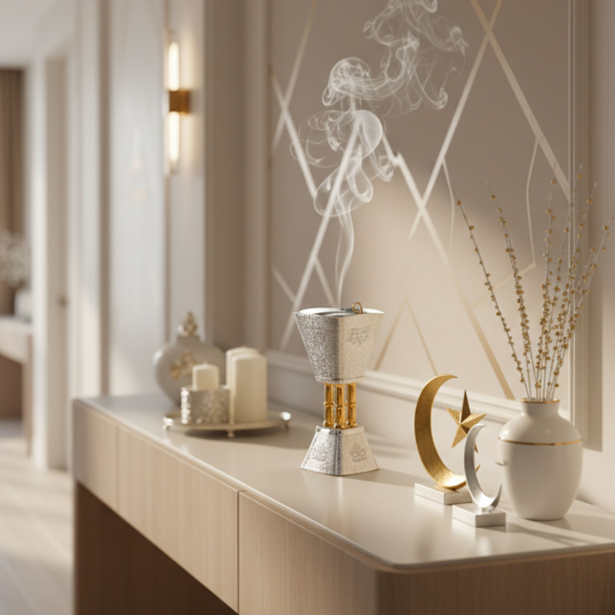 مبخرة المرجان فضية وذهبية بتصميم متشقق 18 سم